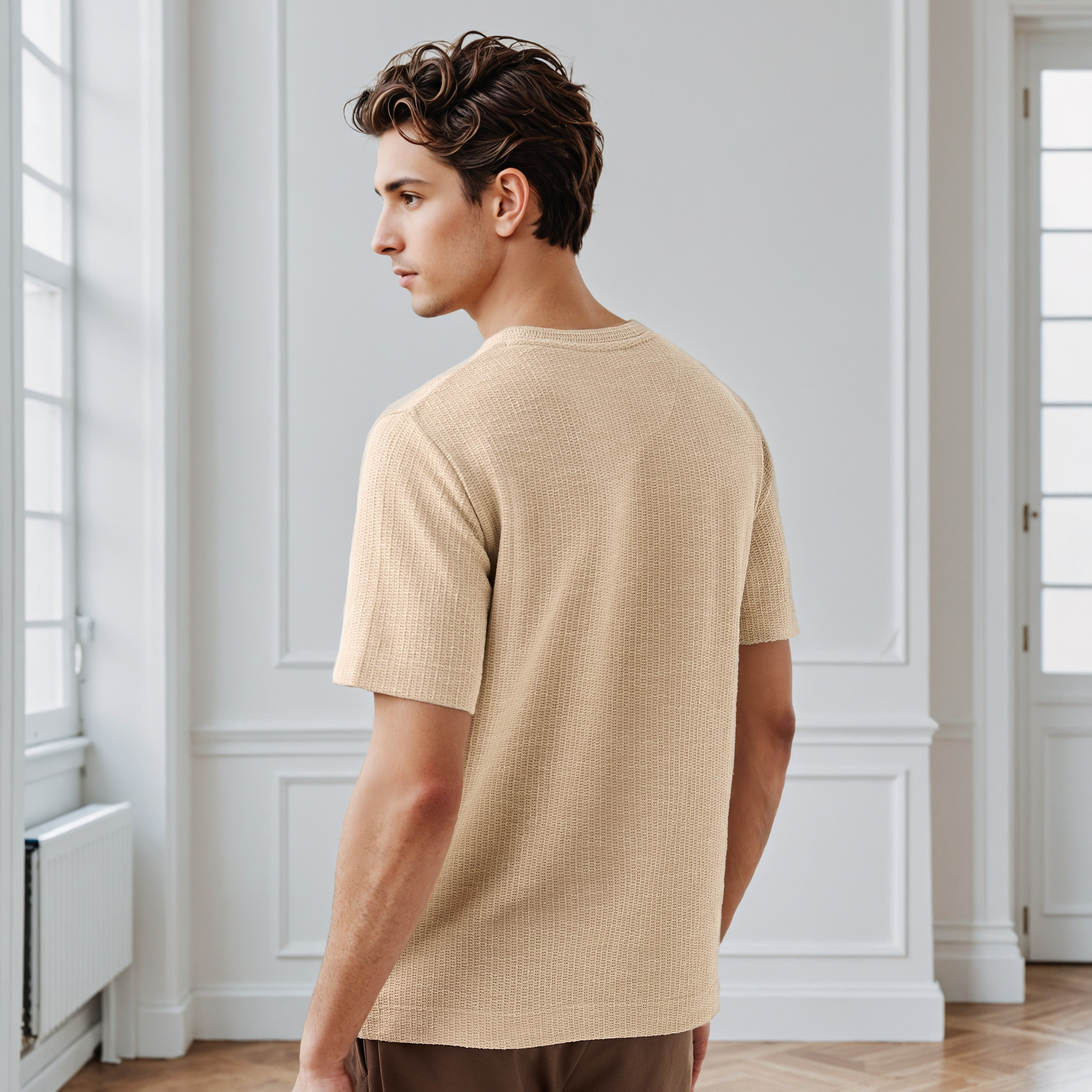 Iconic Men Regular Fit Crew Neck Short Sleeves Honeycomb Textured T-shirt-men-clothing-tshirtsandpolos-tshirts-image-3