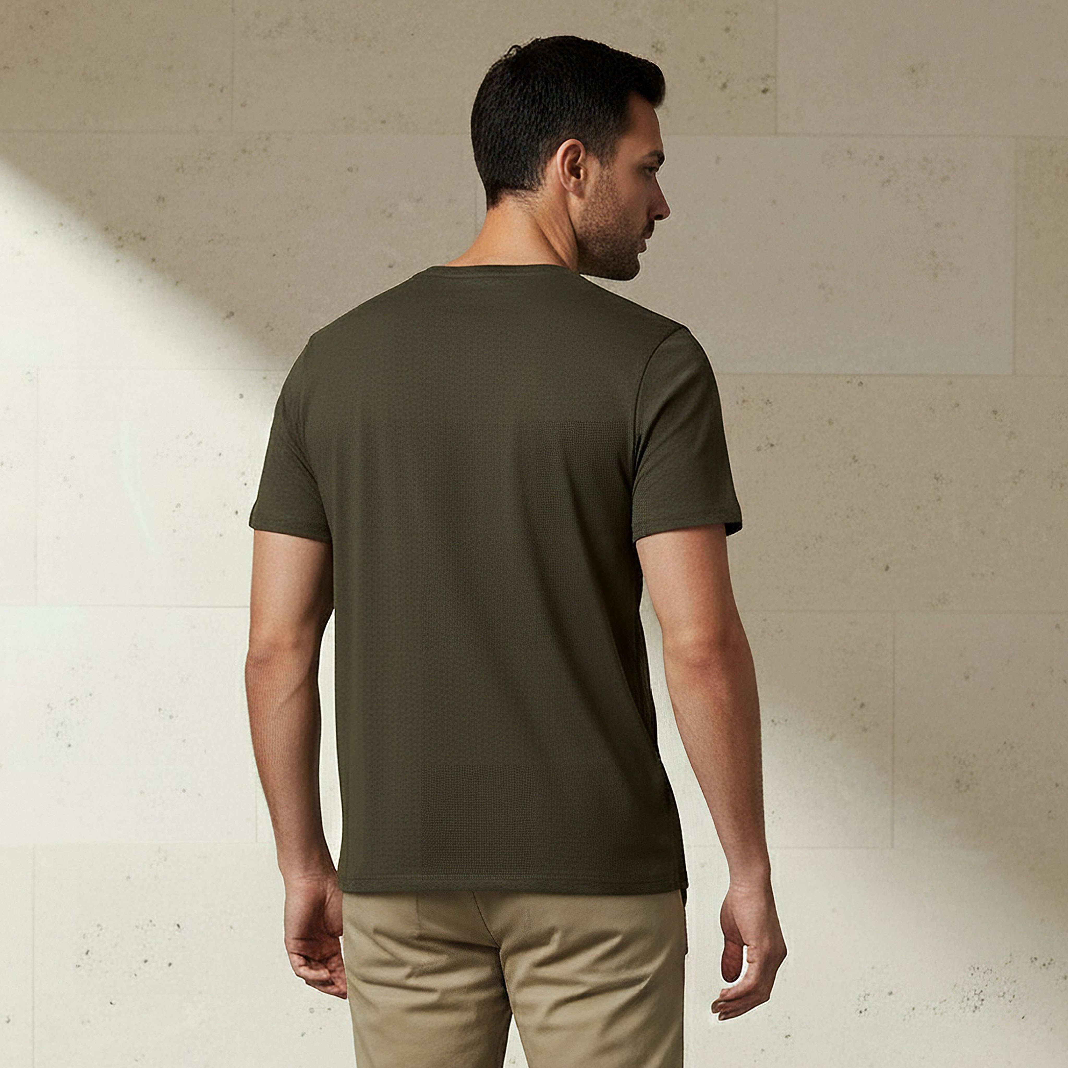 Iconic Men Slim Fit Round Neck Short Sleeve Popcorn Textured T-shirt-men-clothing-tshirtsandpolos-tshirts-image-3