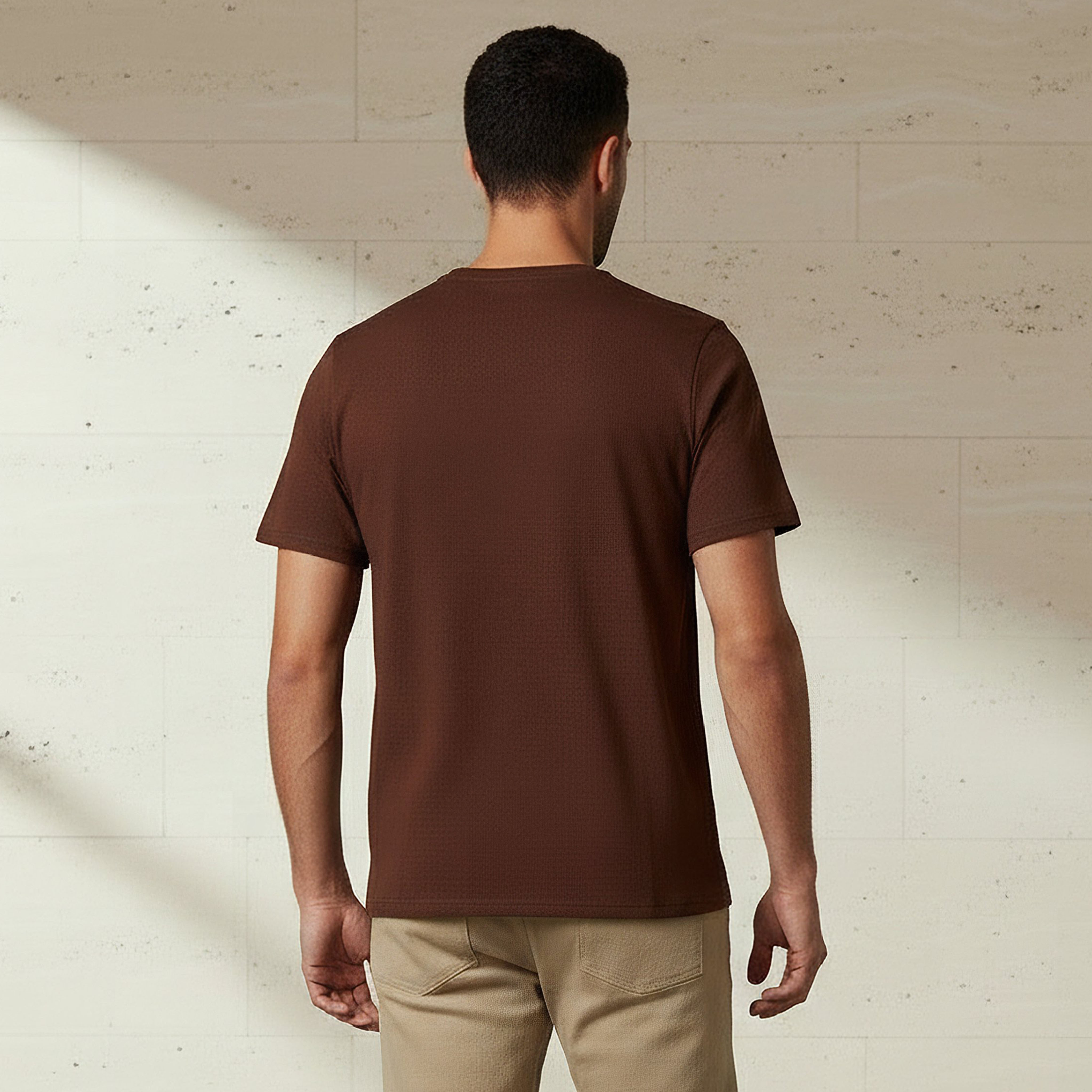 Iconic Men Slim Fit Round Neck Short Sleeve Popcorn Textured T-shirt-men-clothing-tshirtsandpolos-tshirts-image-3