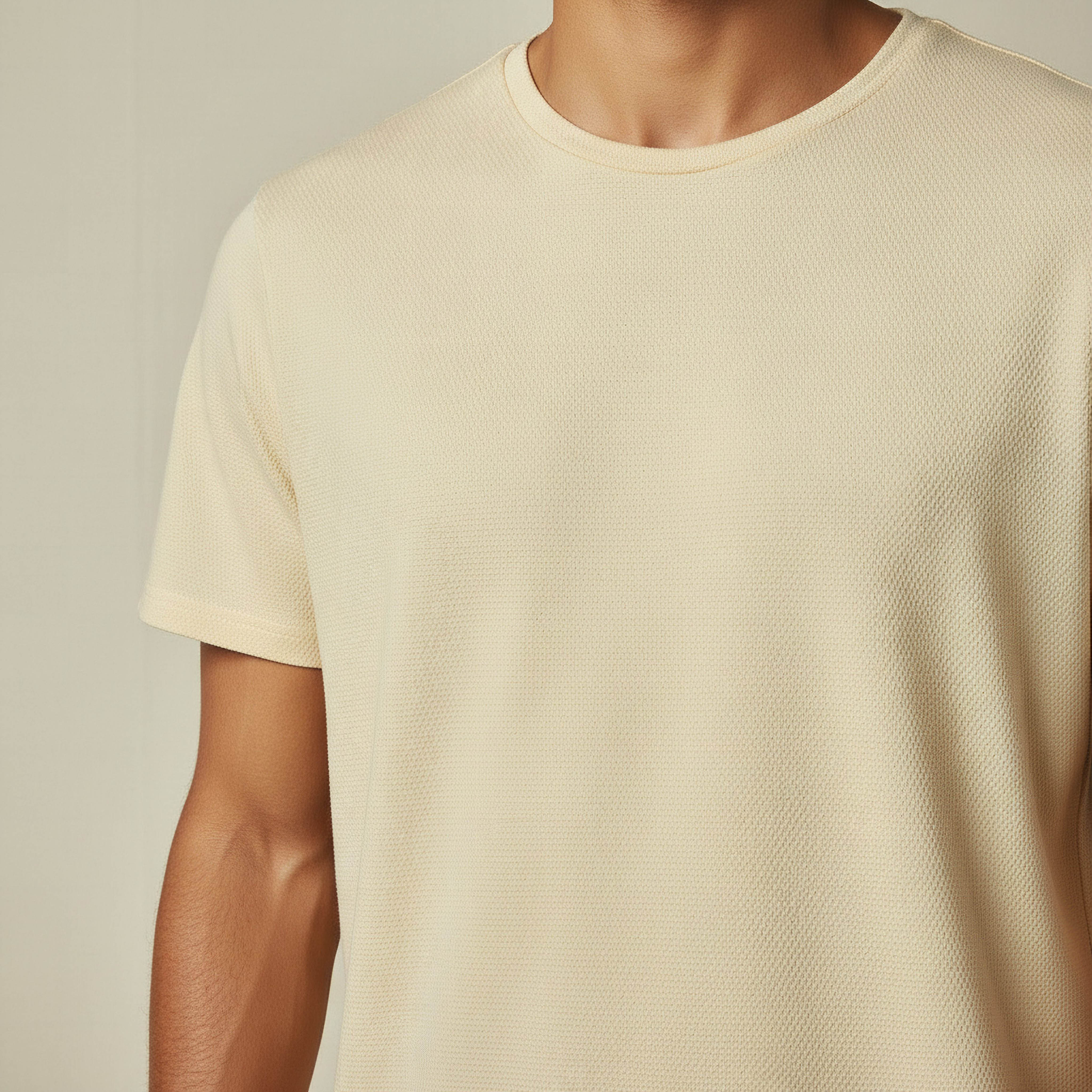 Iconic Men Slim Fit Crew Neck Short Sleeves Popcorn Textured T-shirt-men-clothing-tshirtsandpolos-tshirts-image-2