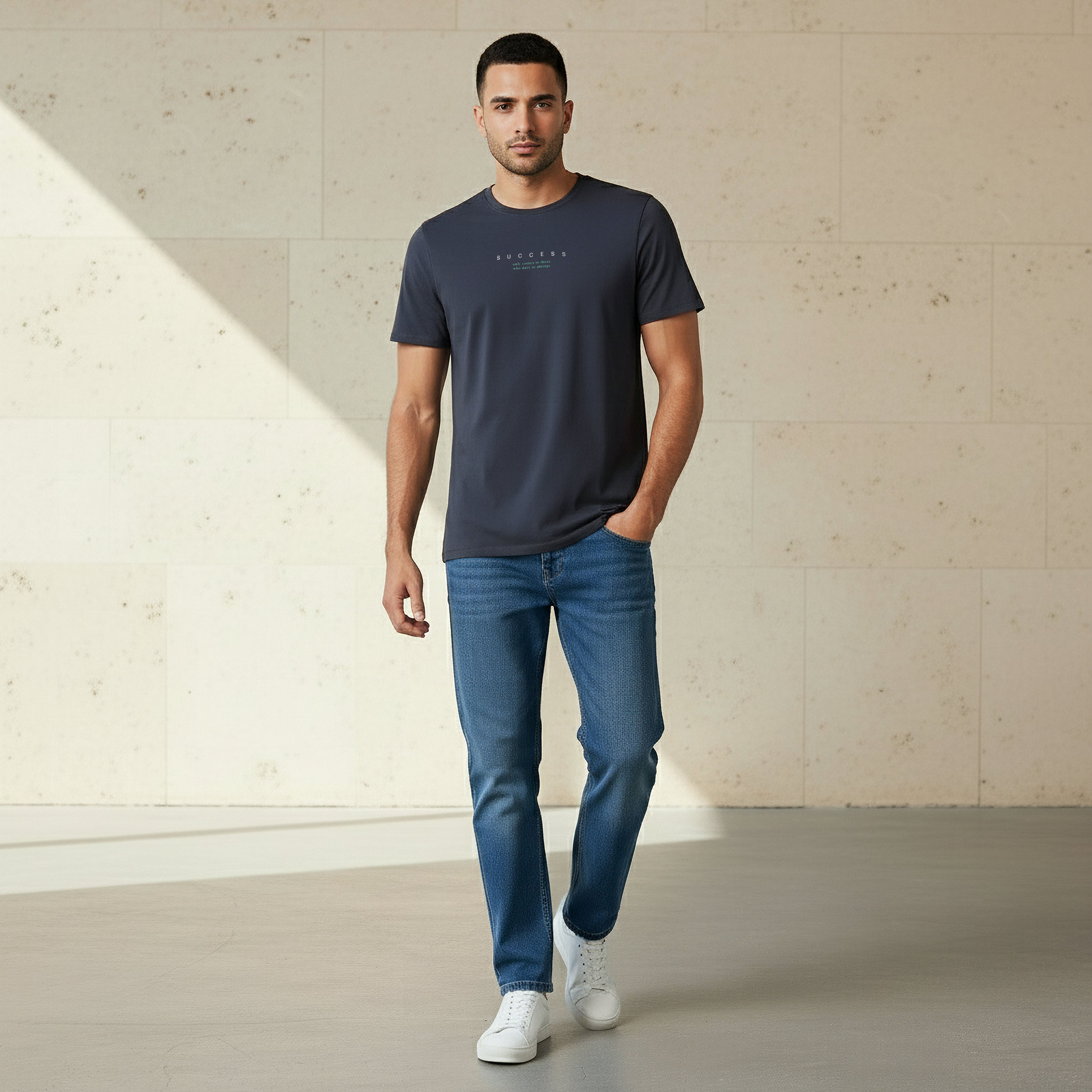 Iconic Men Slim Fit Round Neck Short Sleeve Slogan Print T-shirt-men-clothing-tshirtsandpolos-tshirts-image-2