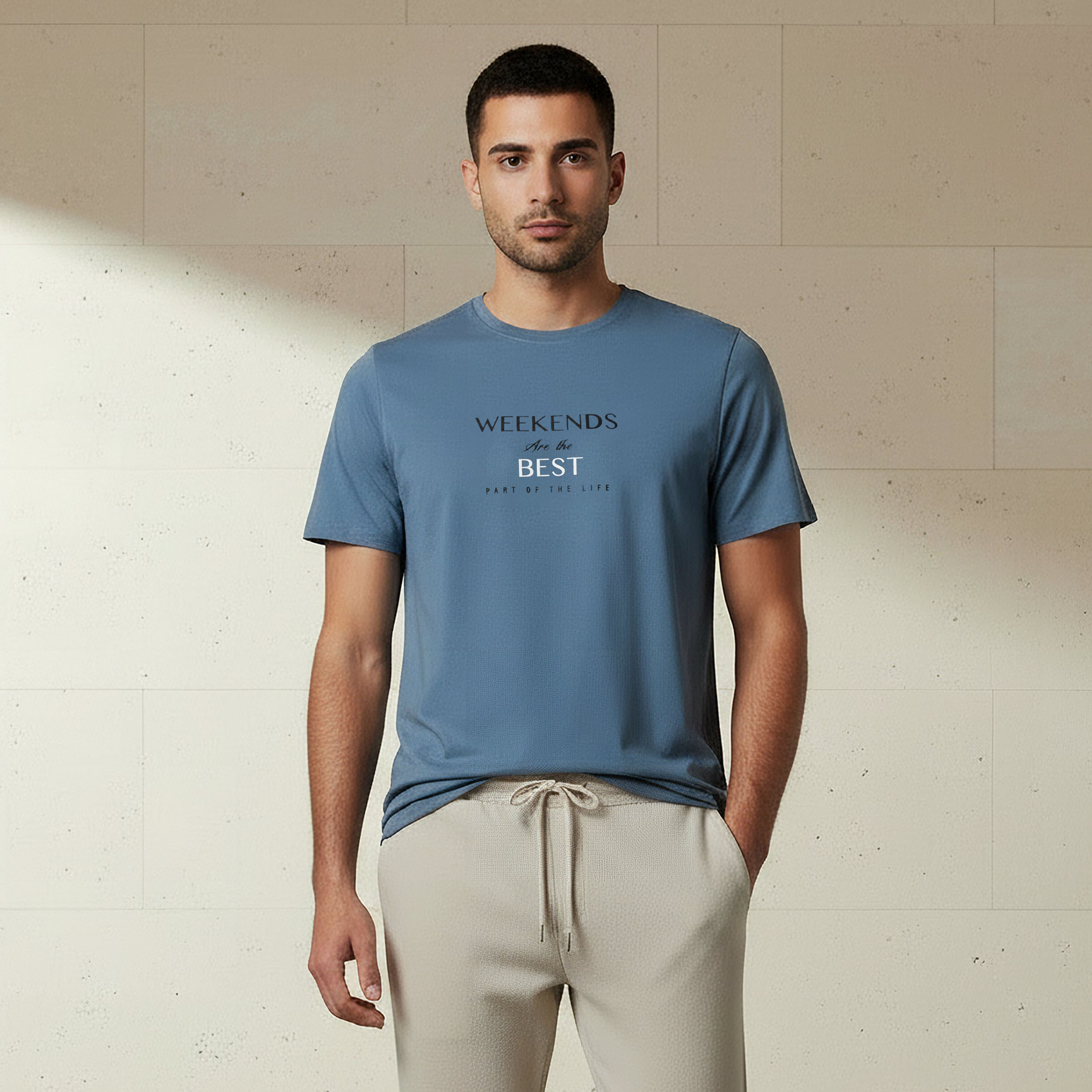 تيشيرت بقصّة سليم وياقة مستديرة وأكمام قصيرة وطبعات للرجال من آيكونيك-men-clothing-tshirtsandpolos-tshirts-image-1