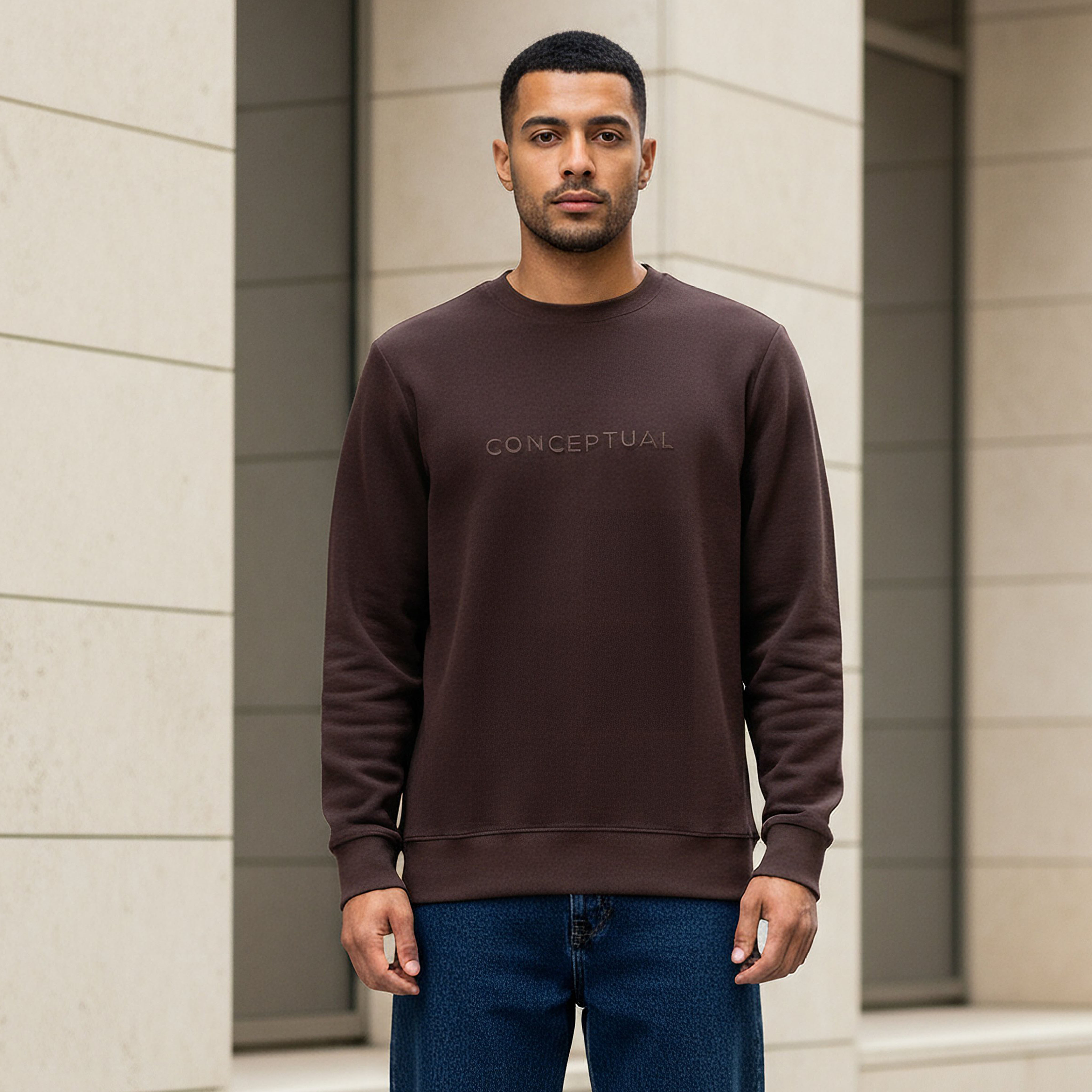 Iconic Men Regular Fit Slogan Embroidered Sweatshirt-men-winterwear-hoodiesandsweatshirts-image-1