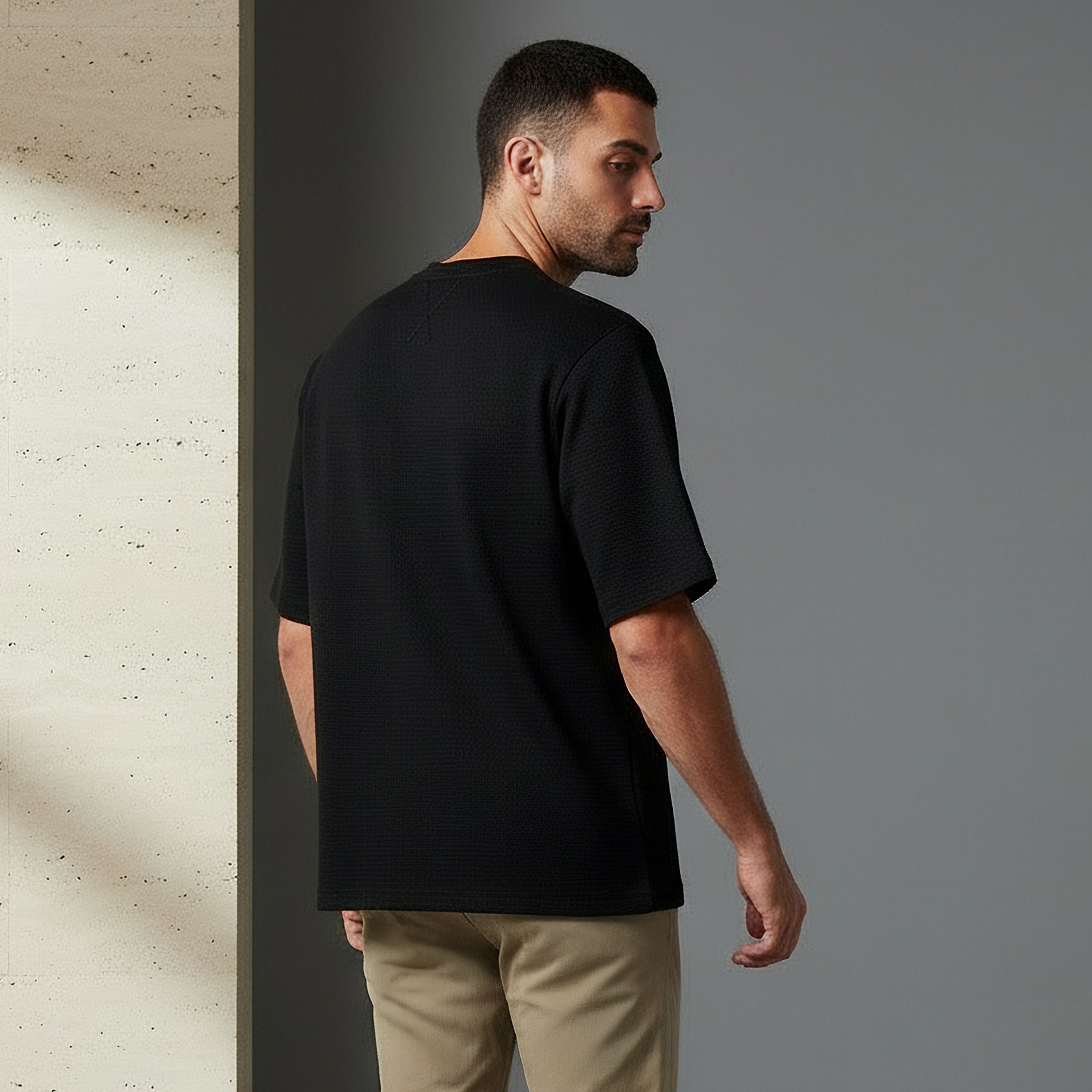 Iconic Men Regular Fit Crew Neck Short Sleeve Textured T-shirt-men-clothing-tshirtsandpolos-tshirts-image-3