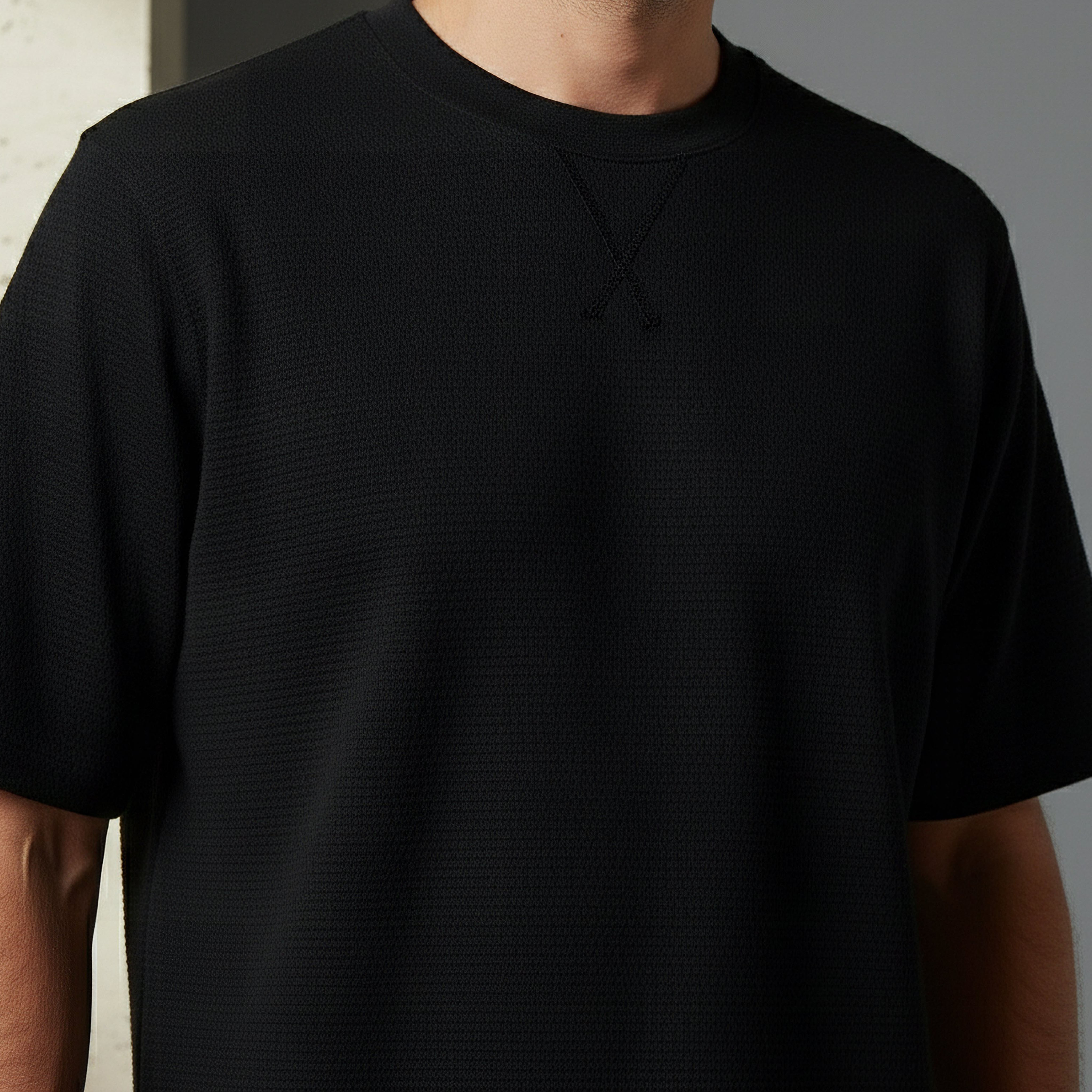 Iconic Men Regular Fit Crew Neck Short Sleeve Textured T-shirt-men-clothing-tshirtsandpolos-tshirts-image-4