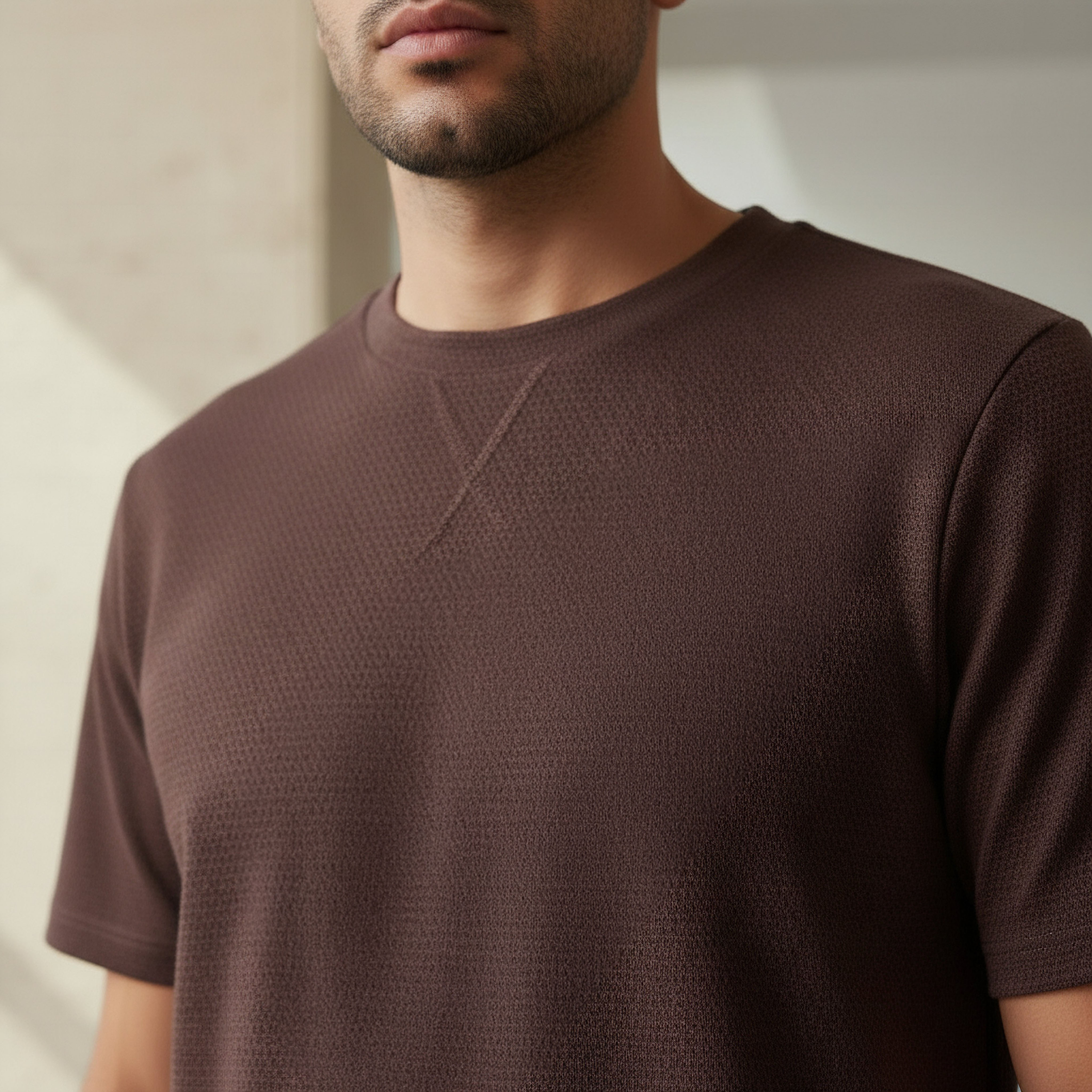 Iconic Men Regular Fit Crew Neck Short Sleeve Textured T-shirt-men-clothing-tshirtsandpolos-tshirts-image-4
