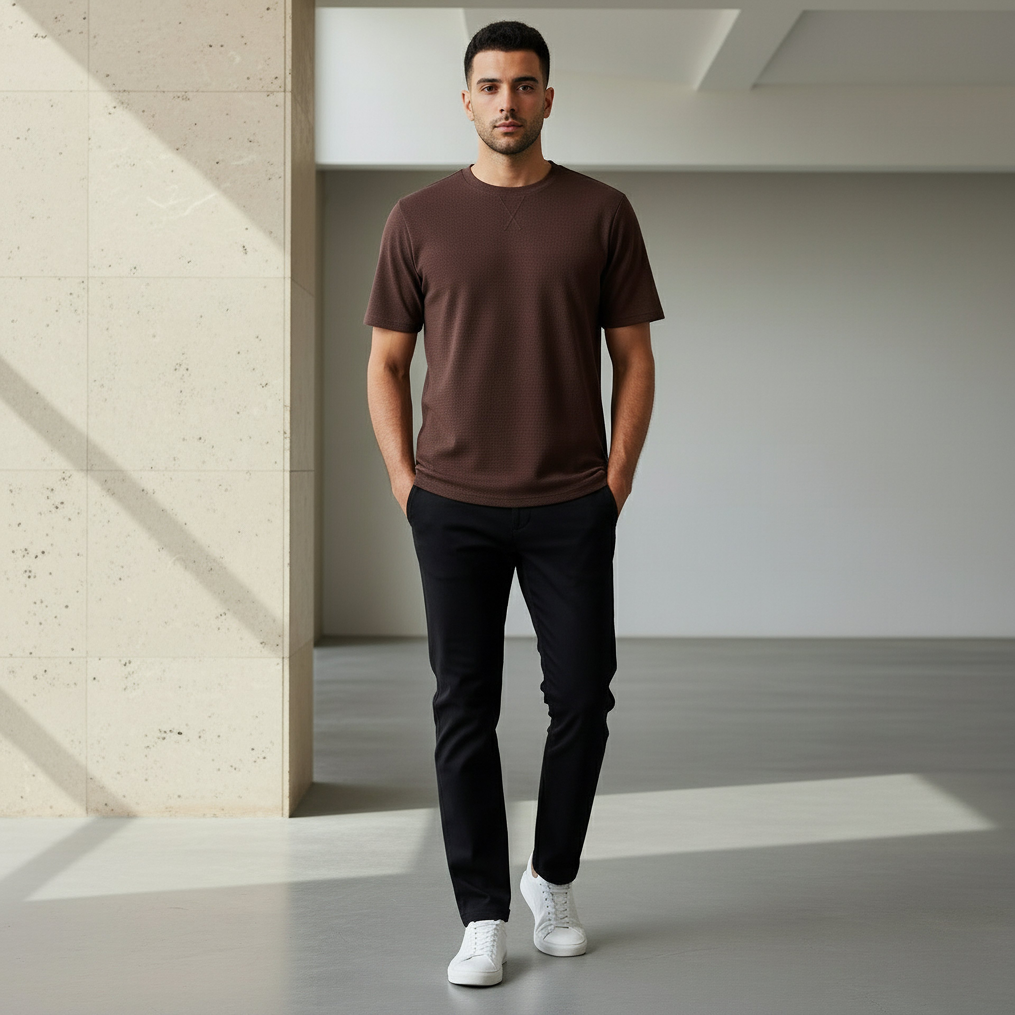 Iconic Men Regular Fit Crew Neck Short Sleeve Textured T-shirt-men-clothing-tshirtsandpolos-tshirts-image-5