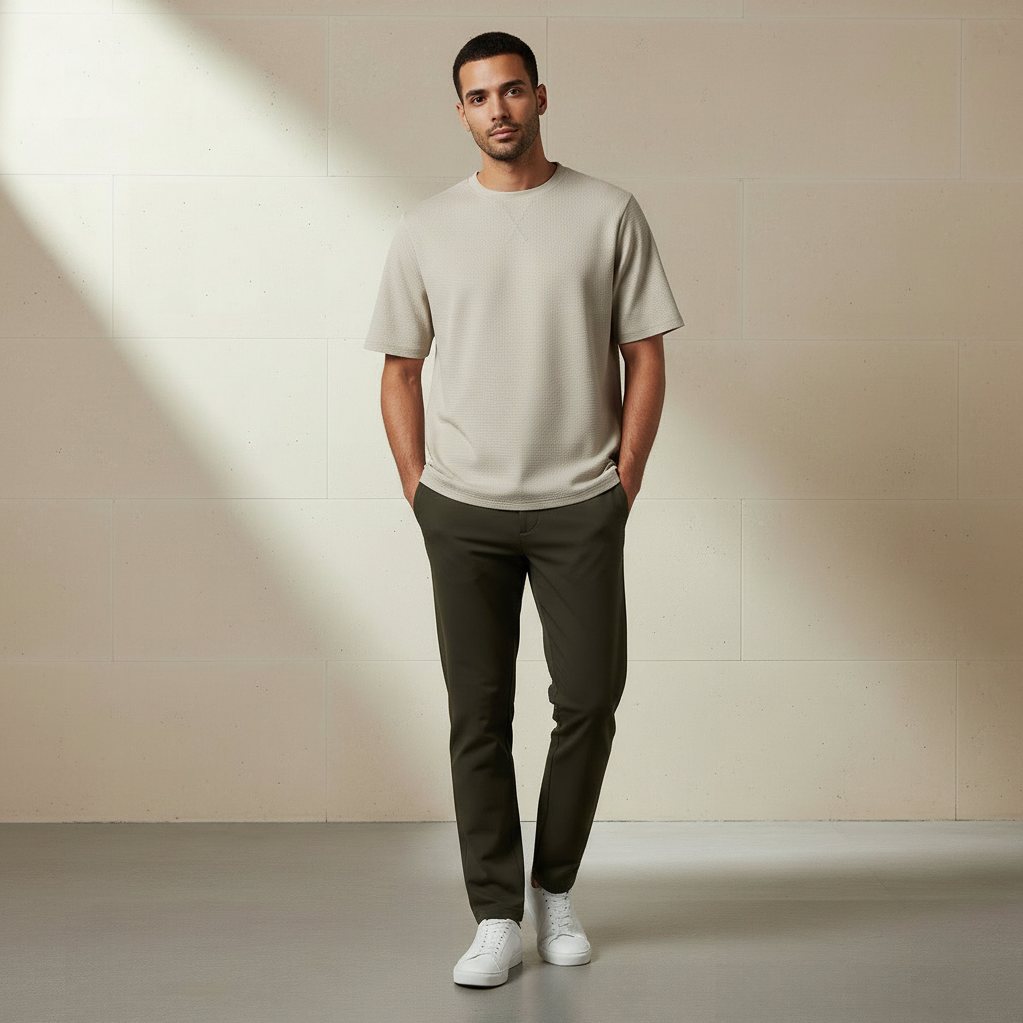 Iconic Men Regular Fit Crew Neck Short Sleeve Textured T-shirt-men-clothing-tshirtsandpolos-tshirts-image-2