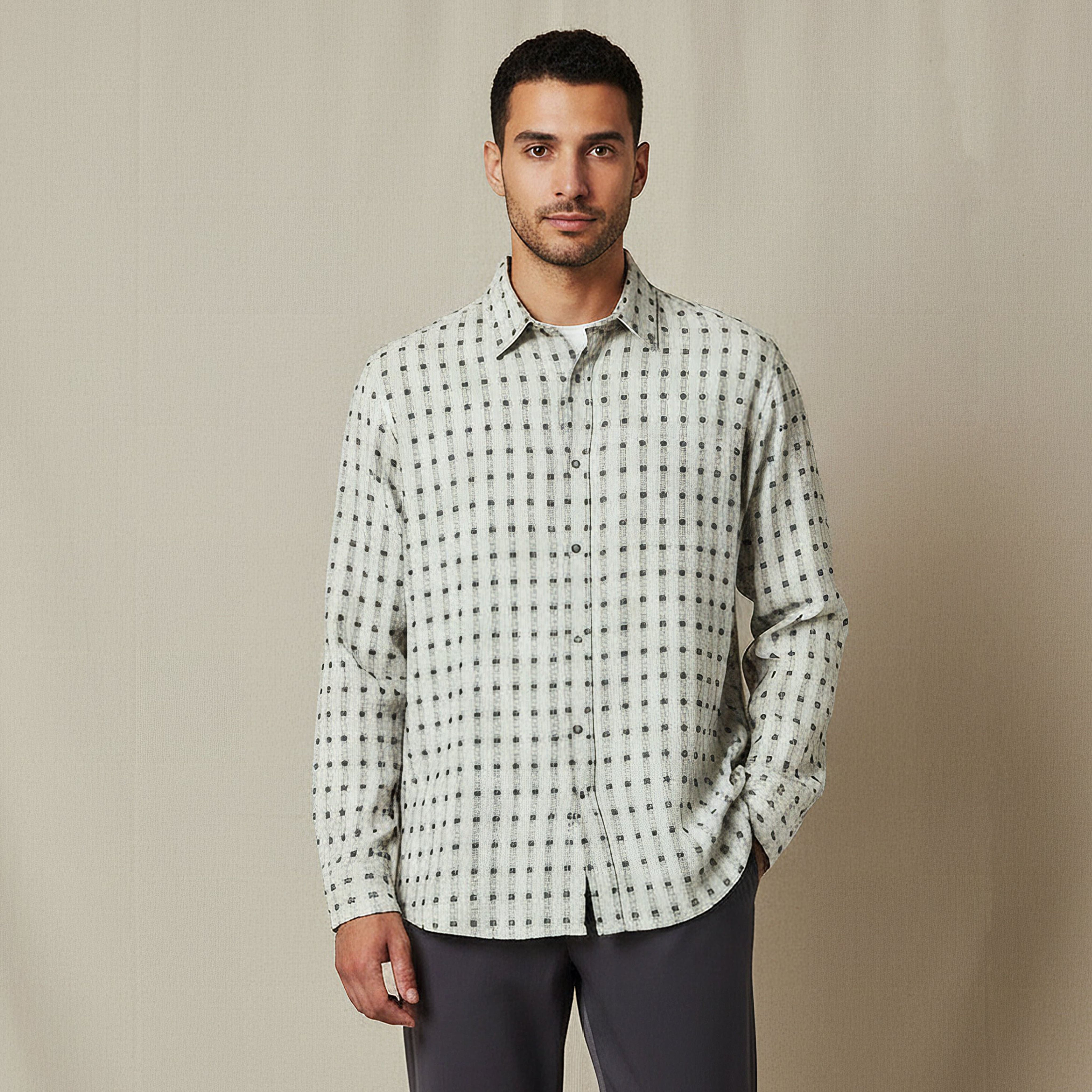 Iconic Men Regular Fit Collared Checked Long Sleeves Shirt-men-clothing-shirts-image-1