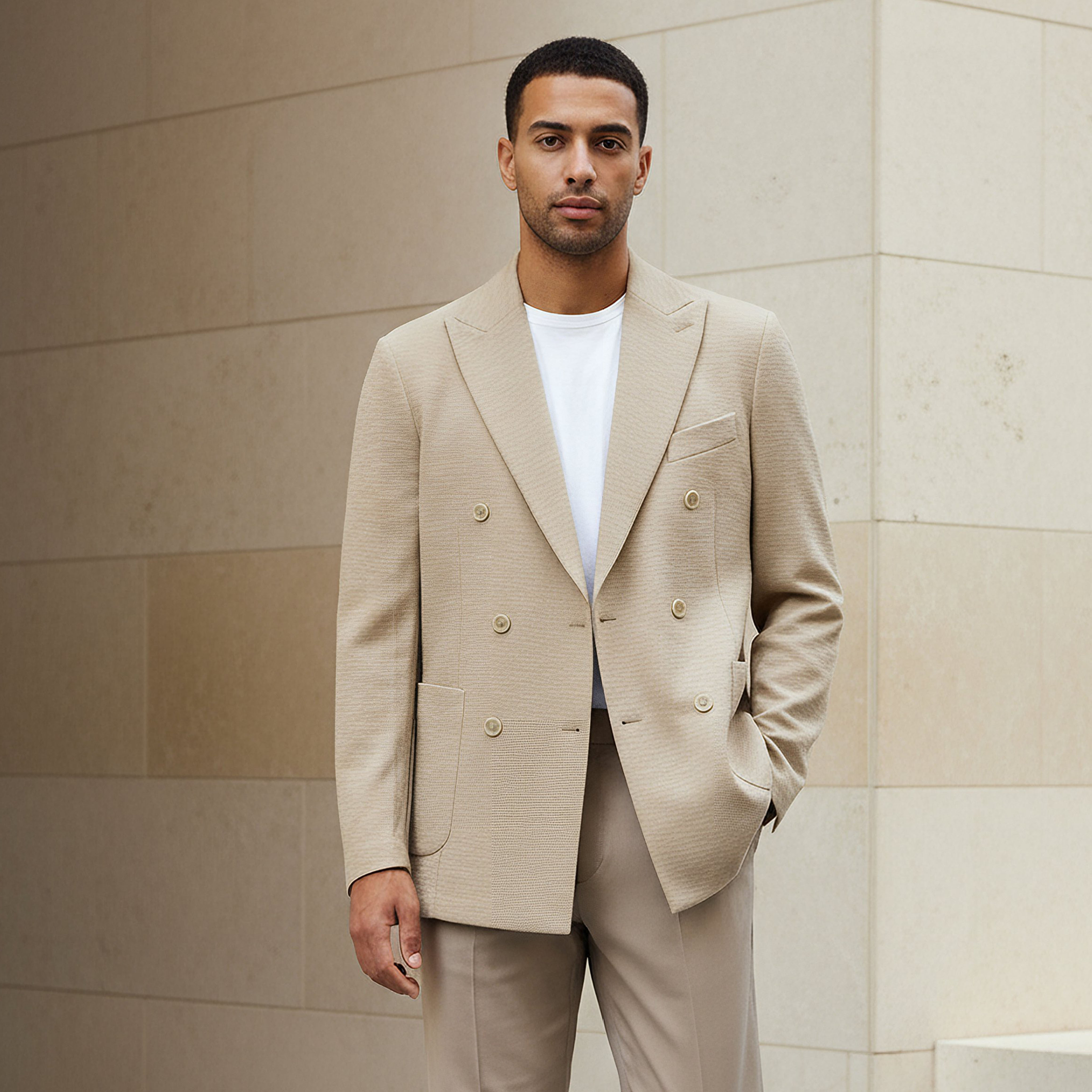 Iconic Men Slim Fit Textured Double Breasted Blazer-men-winterwear-jacketsandblazers-image-1