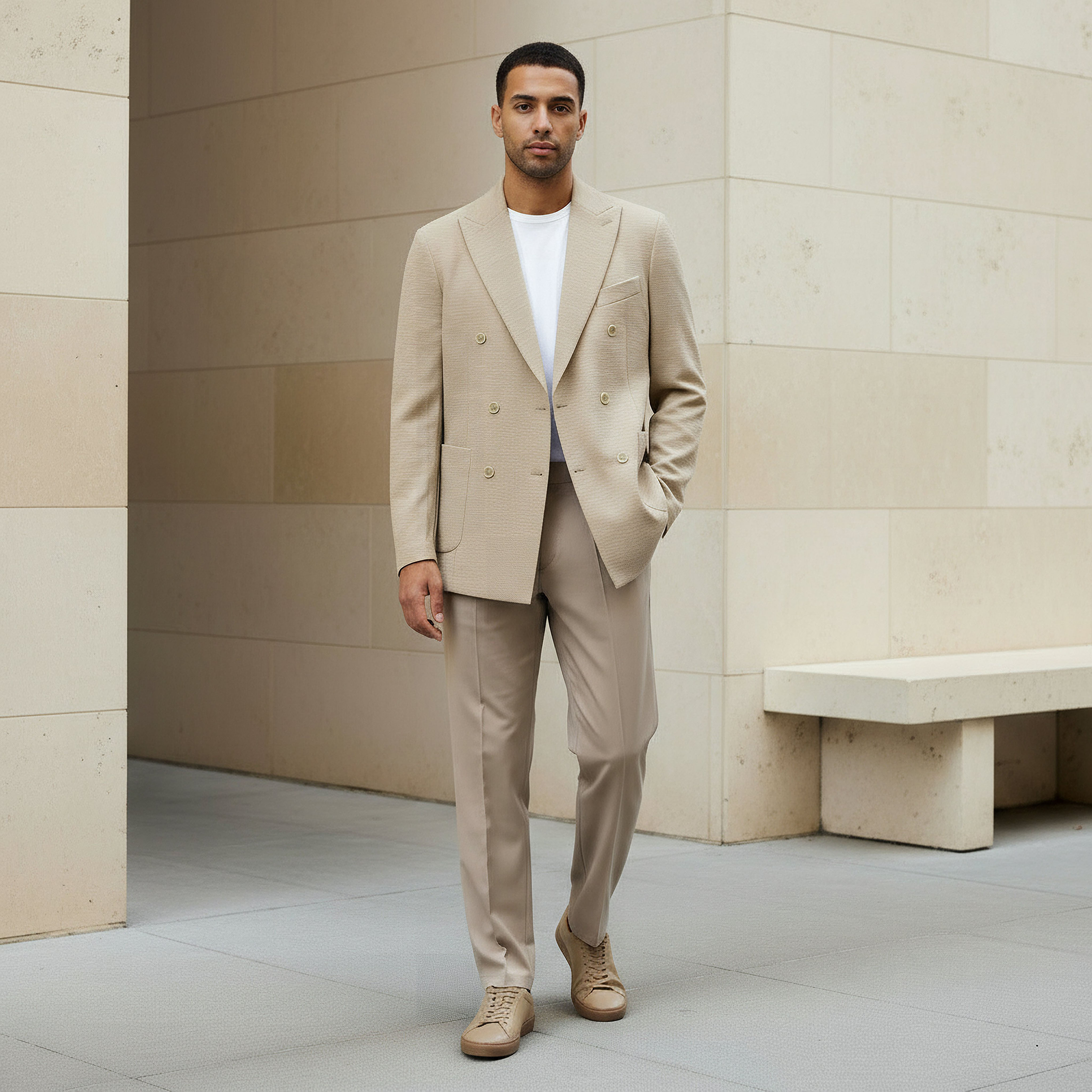 Iconic Men Slim Fit Textured Double Breasted Blazer-men-winterwear-jacketsandblazers-image-2