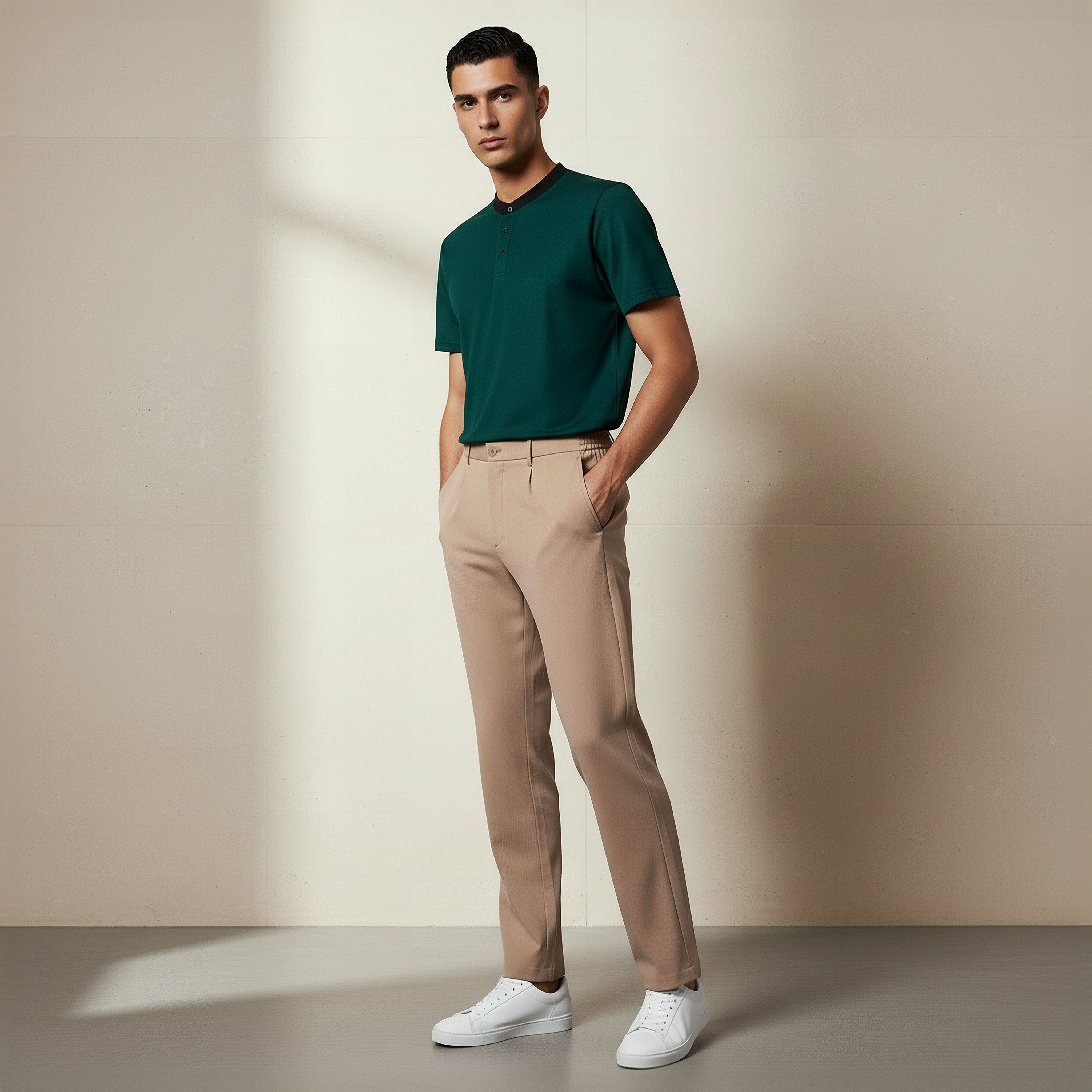 Iconic Men Regular Fit Pleated Trousers-men-clothing-bottoms-trousersandchinos-trousers-image-2