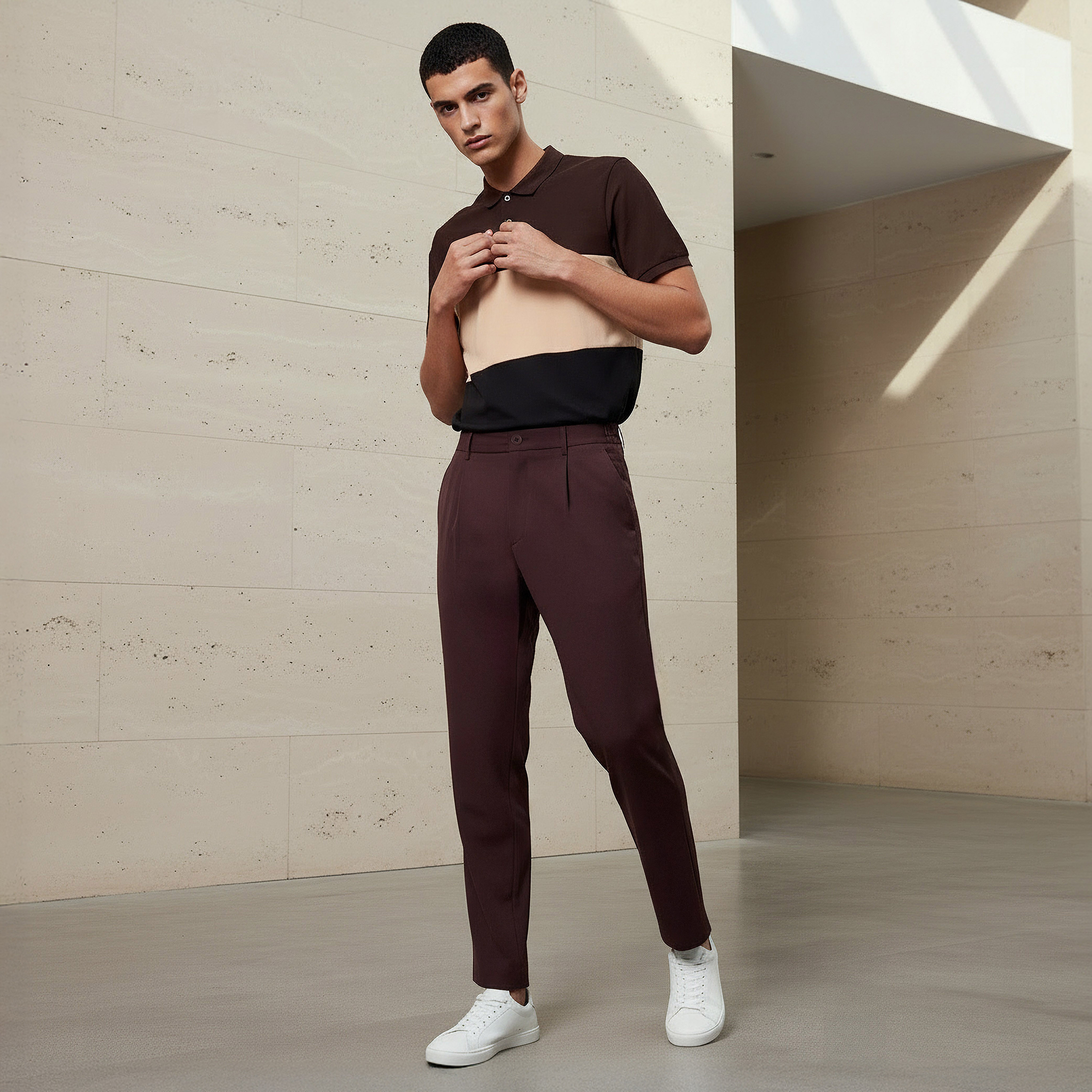 Iconic Men Regular Fit Pleated Trousers-men-clothing-bottoms-trousersandchinos-trousers-image-2