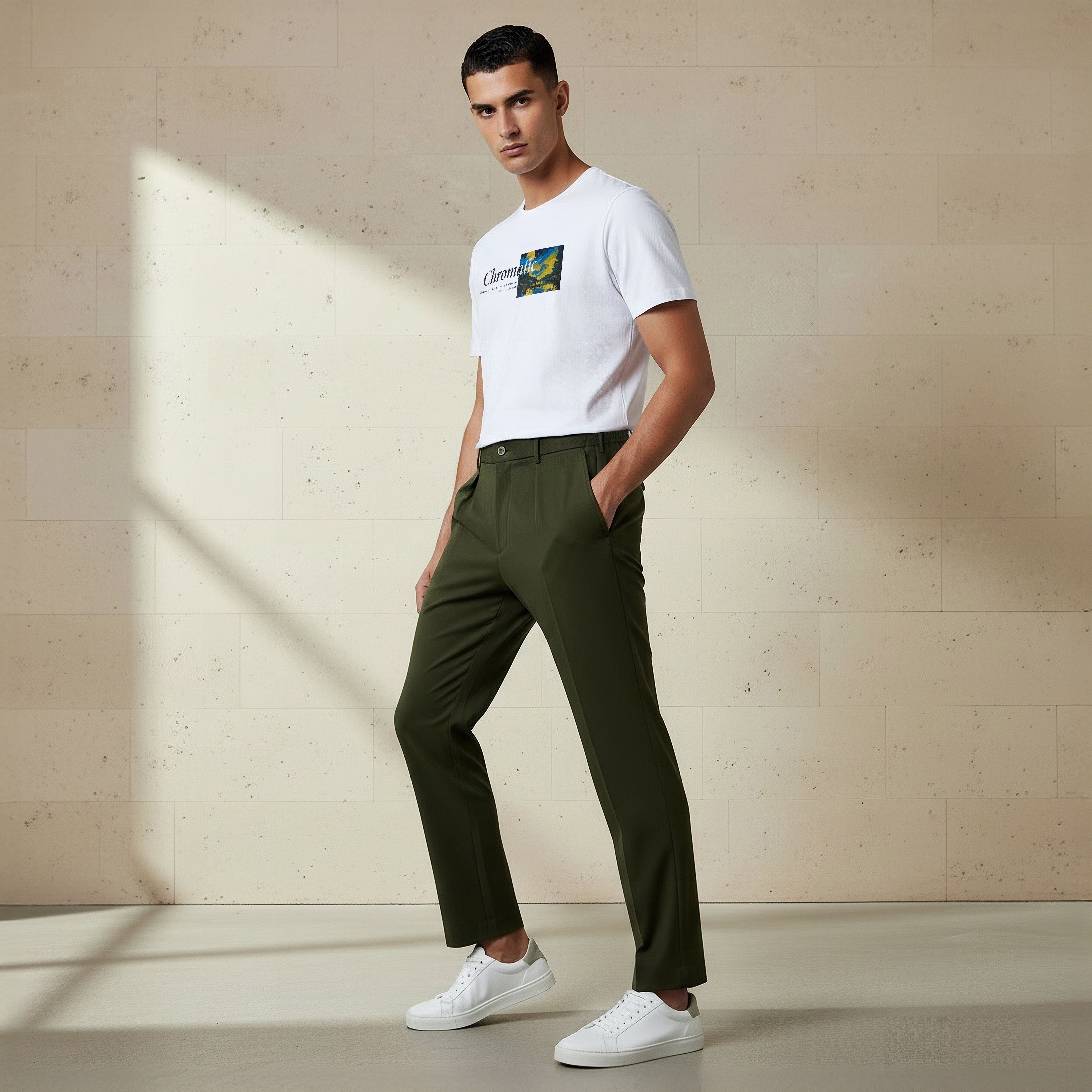 Iconic Men Regular Fit Pleated Trousers-men-clothing-bottoms-trousersandchinos-trousers-image-2