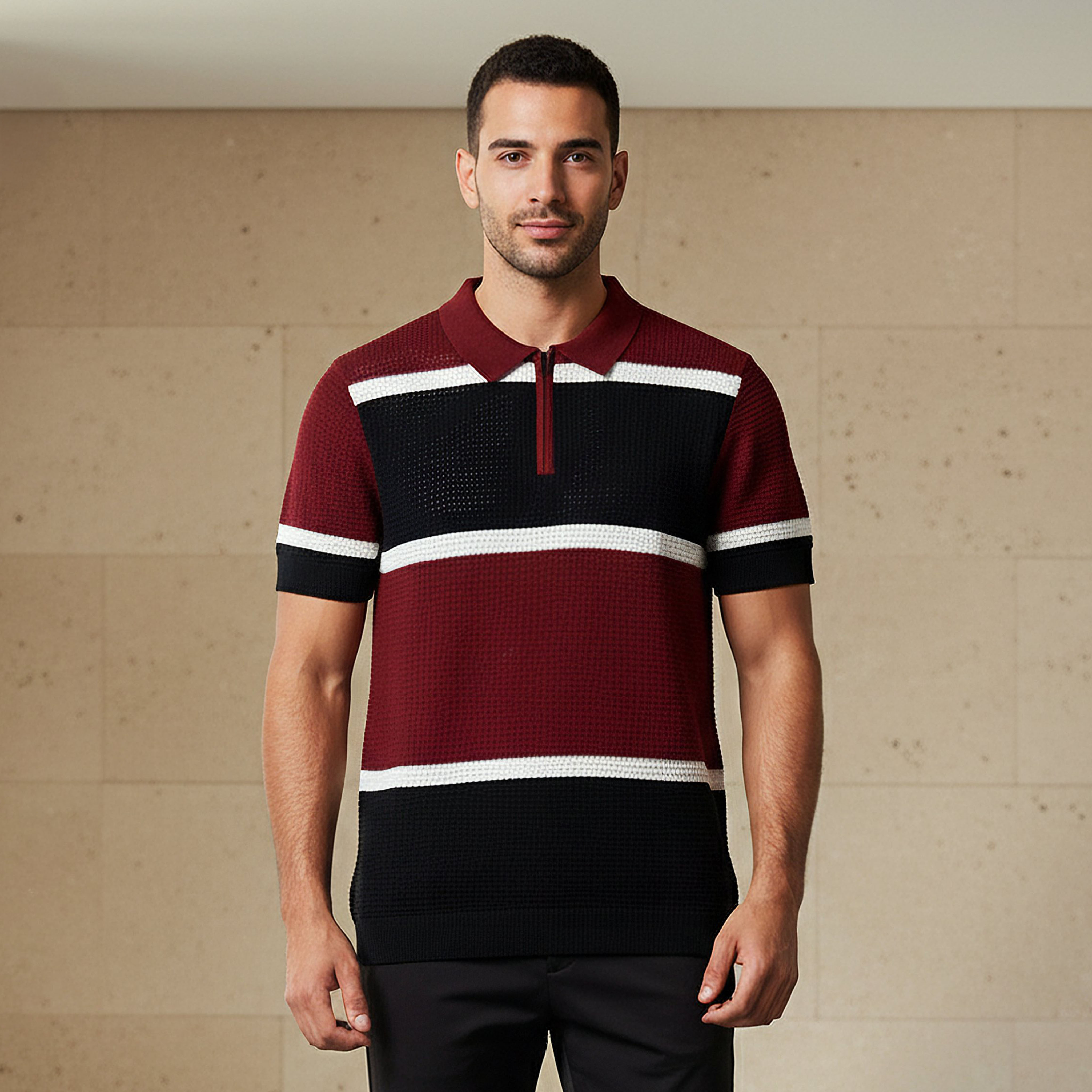 Iconic Men Short Sleeves Striped Polo T-shirt-men-clothing-tshirtsandpolos-polos-image-1