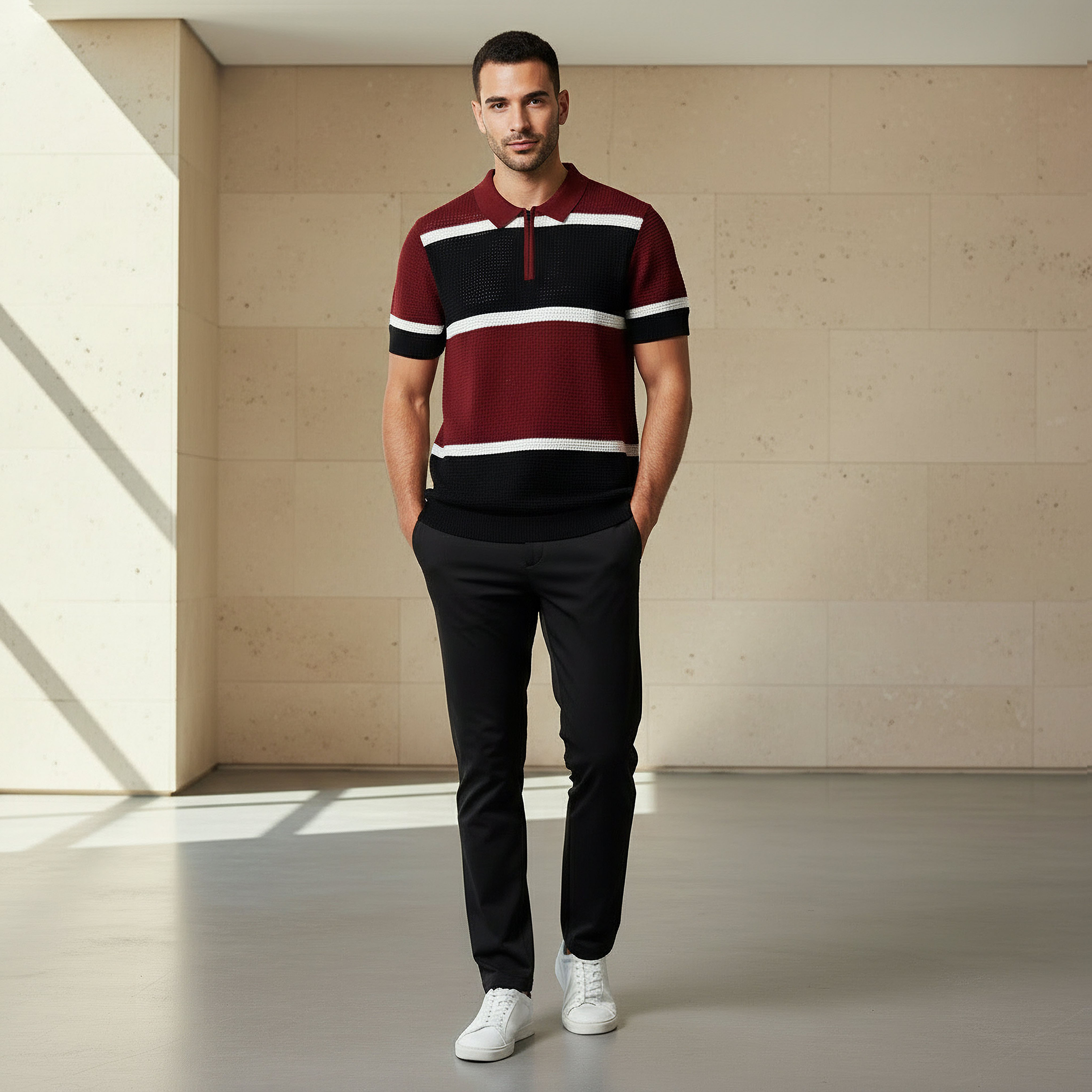 Iconic Men Short Sleeves Striped Polo T-shirt-men-clothing-tshirtsandpolos-polos-image-2
