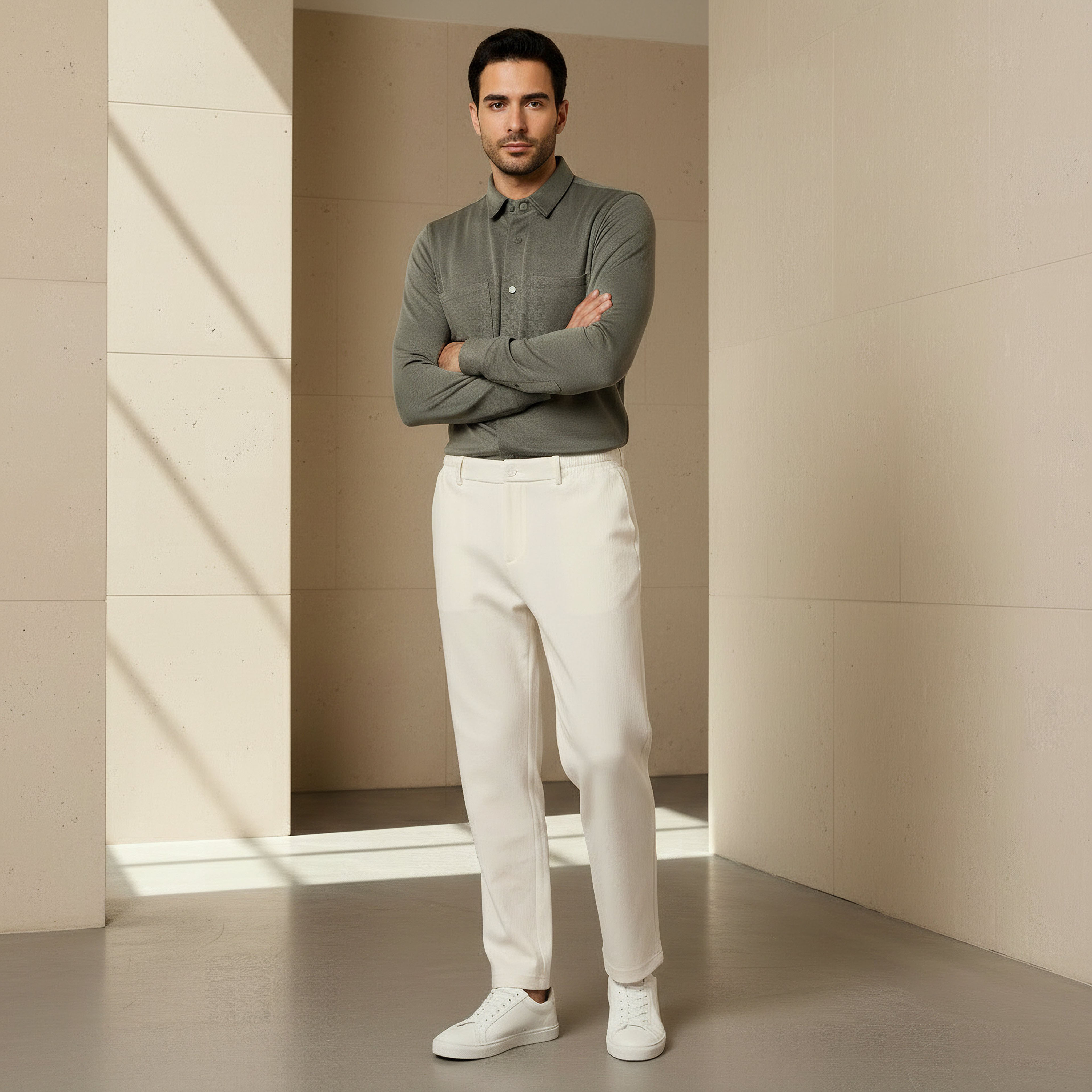 Iconic Men Regular Fit Trousers-men-clothing-coordsets-image-2