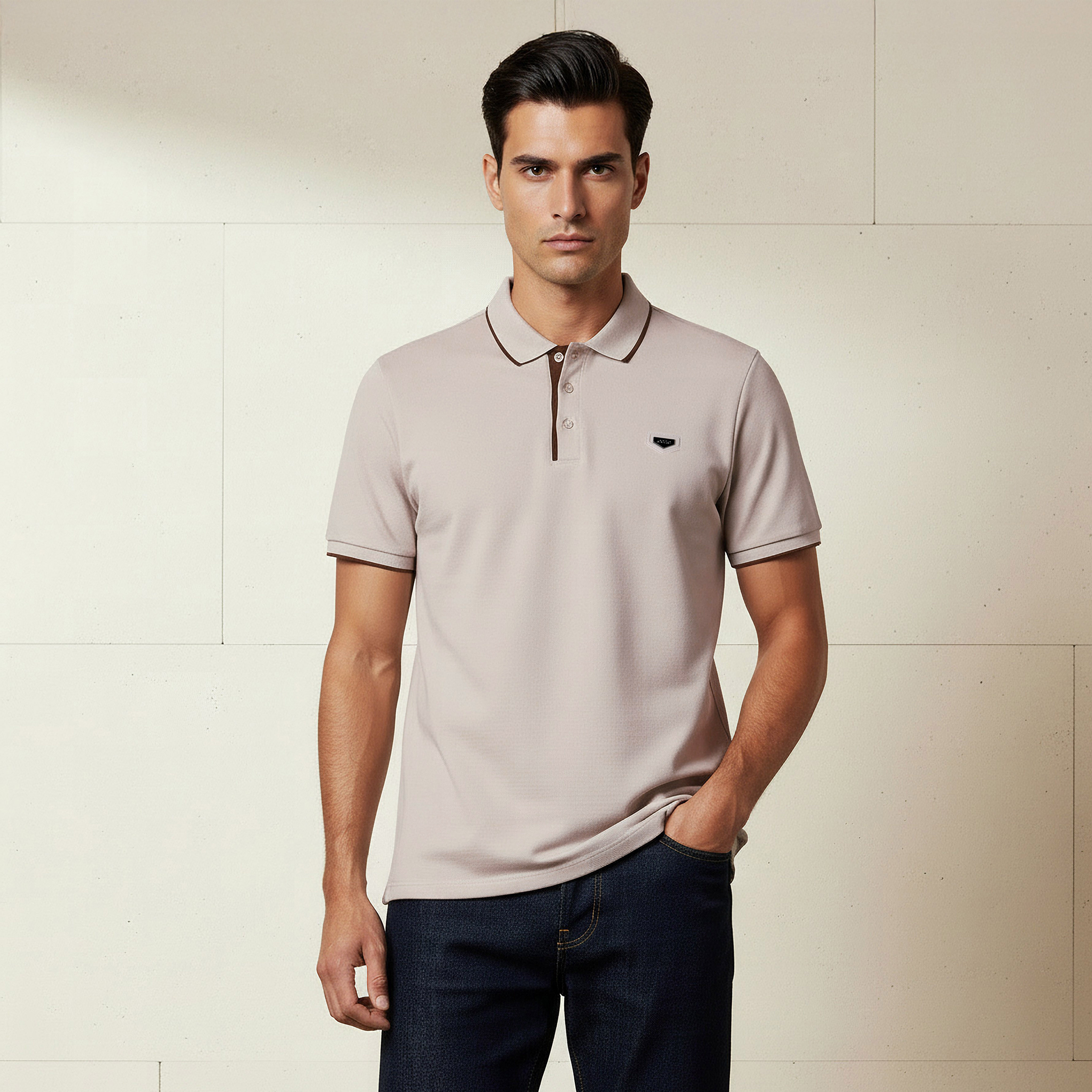 تيشيرت بولو بأكمام قصيرة وتزيينات للرجال من آيكونيك-men-clothing-tshirtsandpolos-polos-image-5