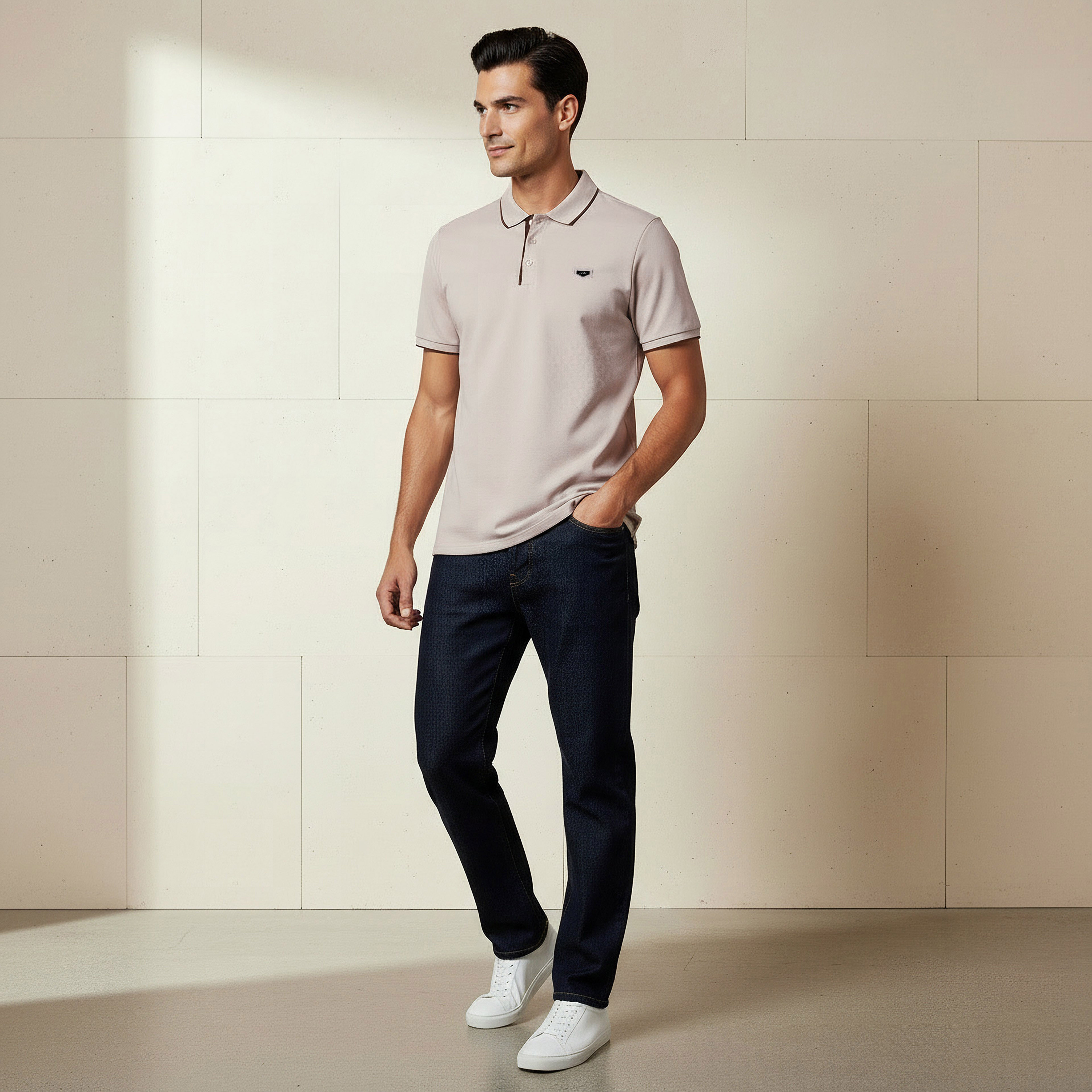 تيشيرت بولو بأكمام قصيرة وتزيينات للرجال من آيكونيك-men-clothing-tshirtsandpolos-polos-image-4