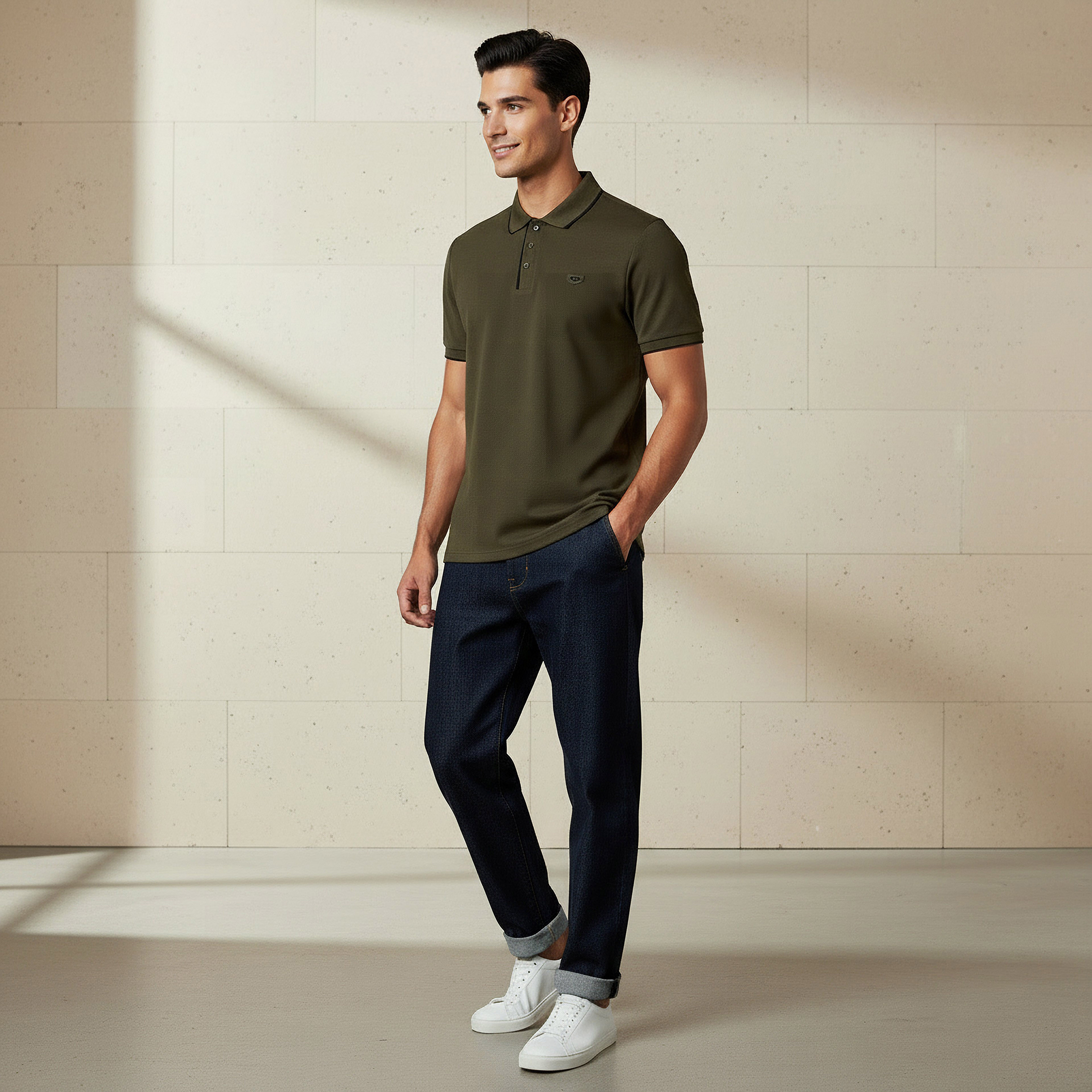 Iconic Men Short Sleeve Badge Accent Polo T-shirt-men-clothing-tshirtsandpolos-polos-image-2