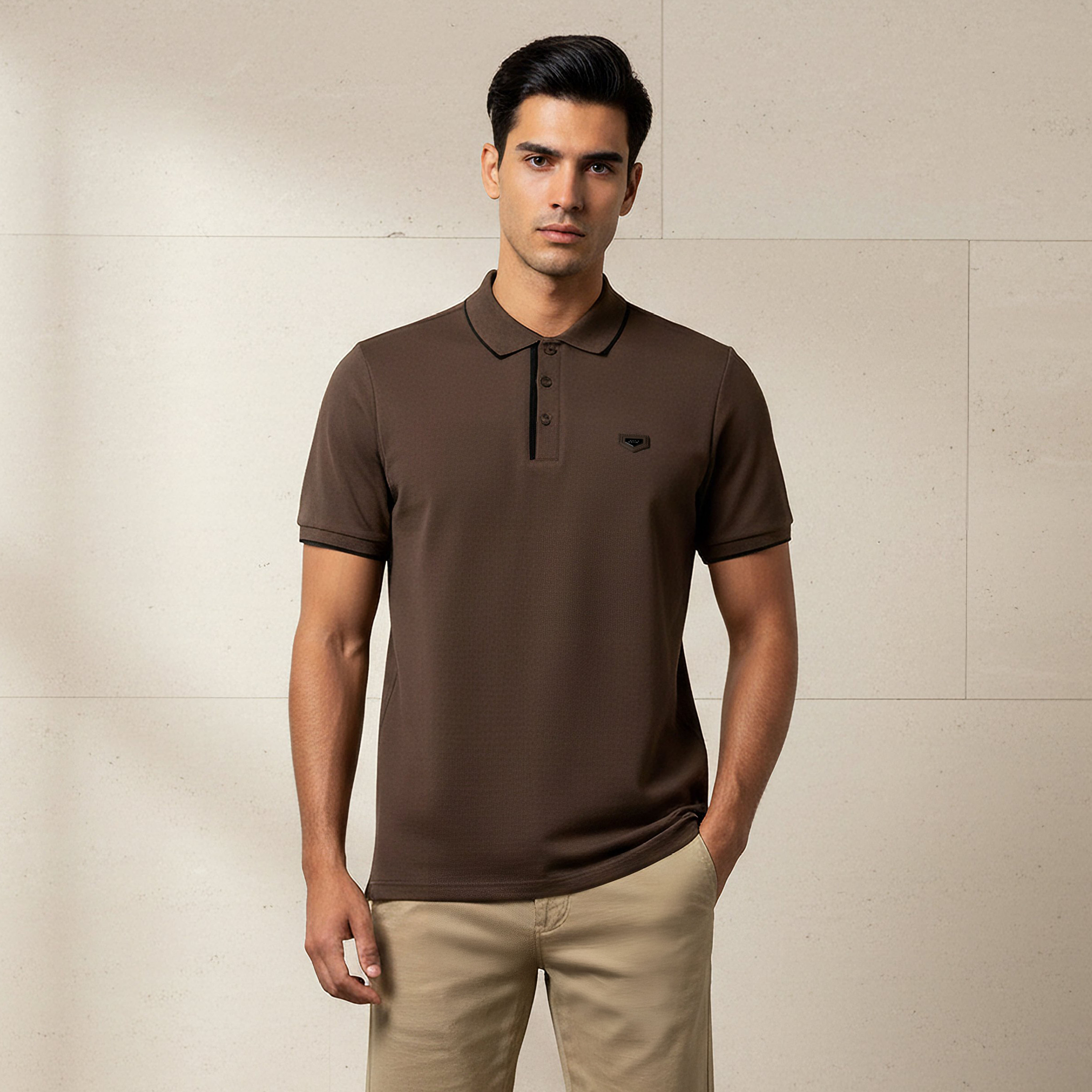 تيشيرت بولو بأكمام قصيرة وتزيينات للرجال من آيكونيك-men-clothing-tshirtsandpolos-polos-image-1