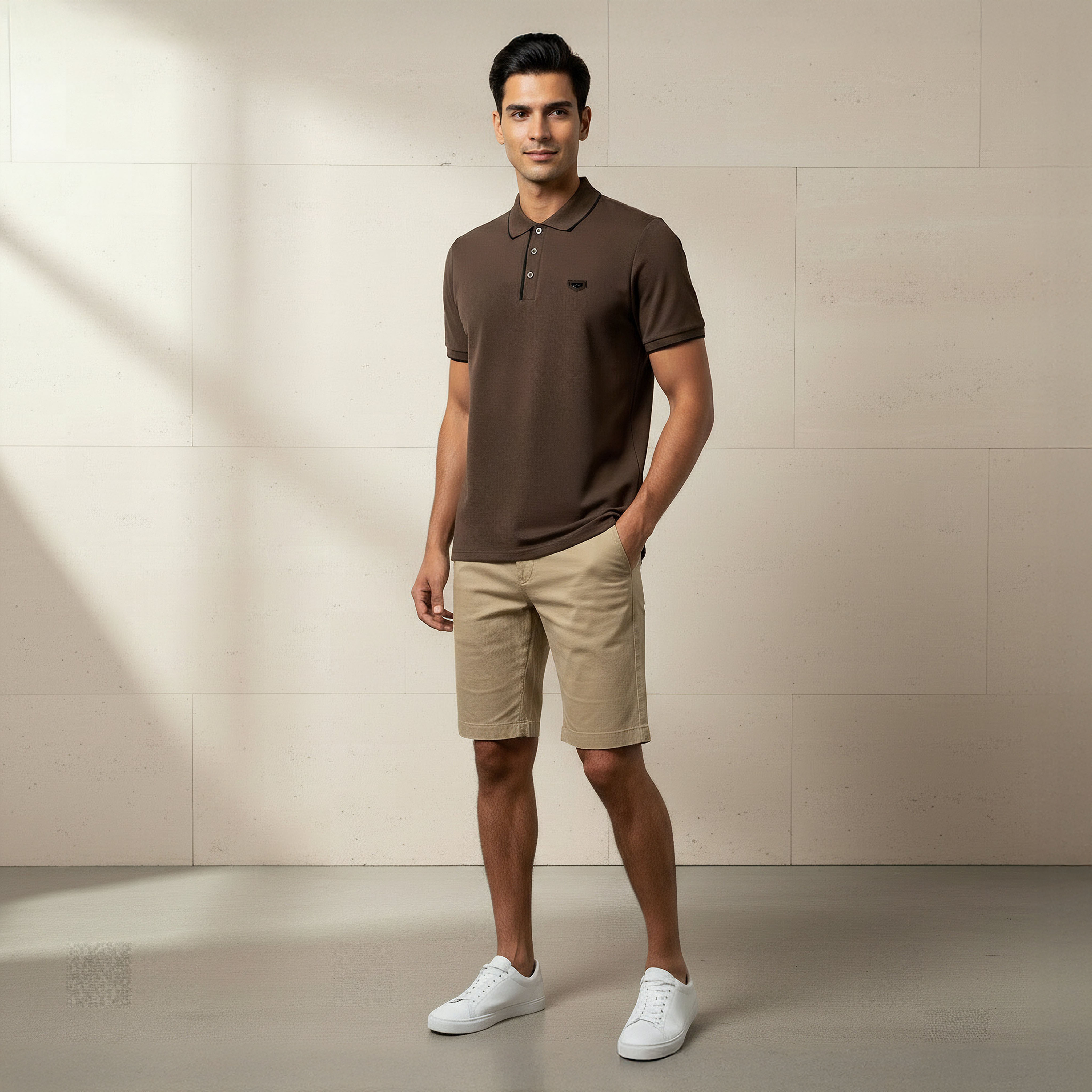 تيشيرت بولو بأكمام قصيرة وتزيينات للرجال من آيكونيك-men-clothing-tshirtsandpolos-polos-image-2