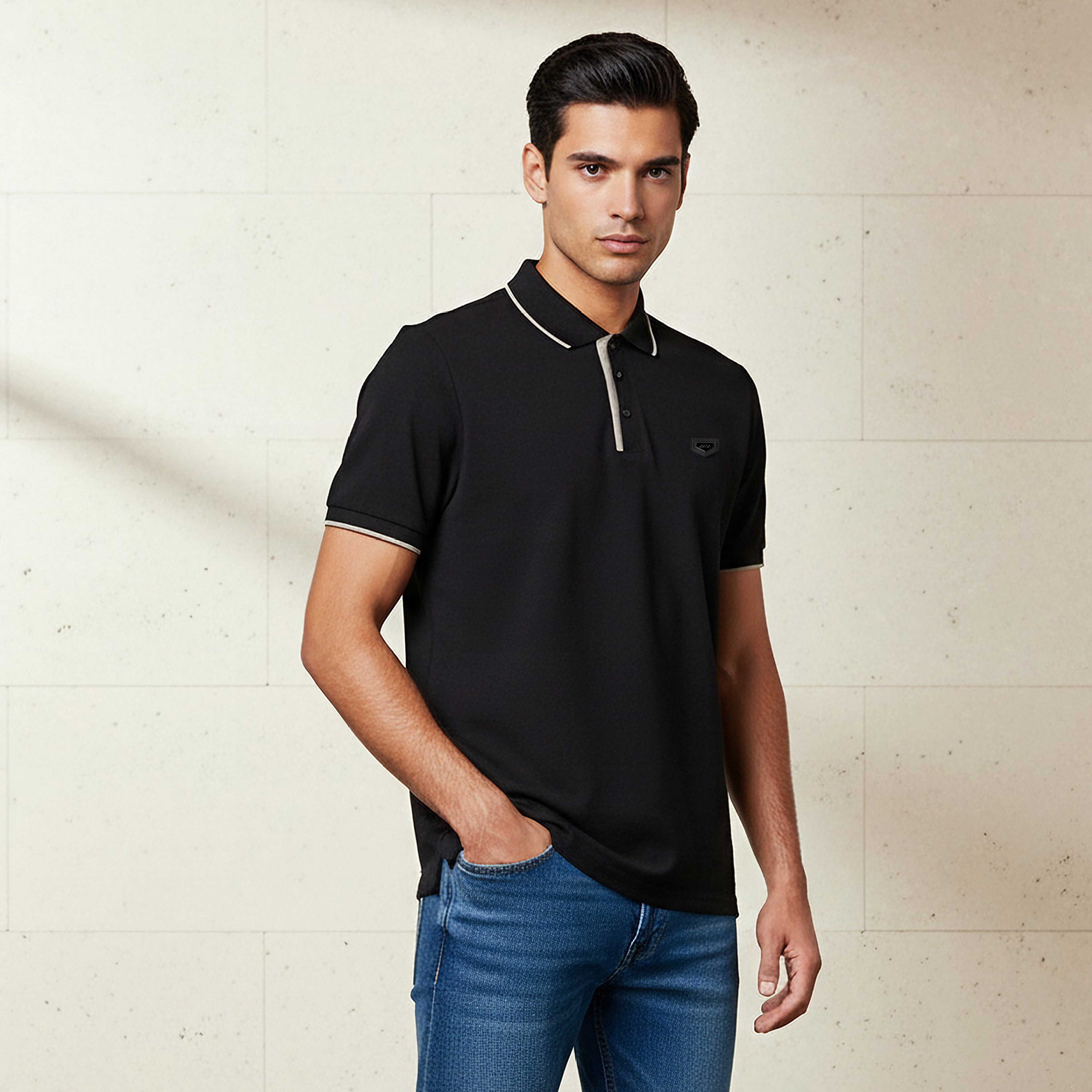 Iconic Men Short Sleeve Badge Accent Polo T-shirt-men-clothing-tshirtsandpolos-polos-image-1