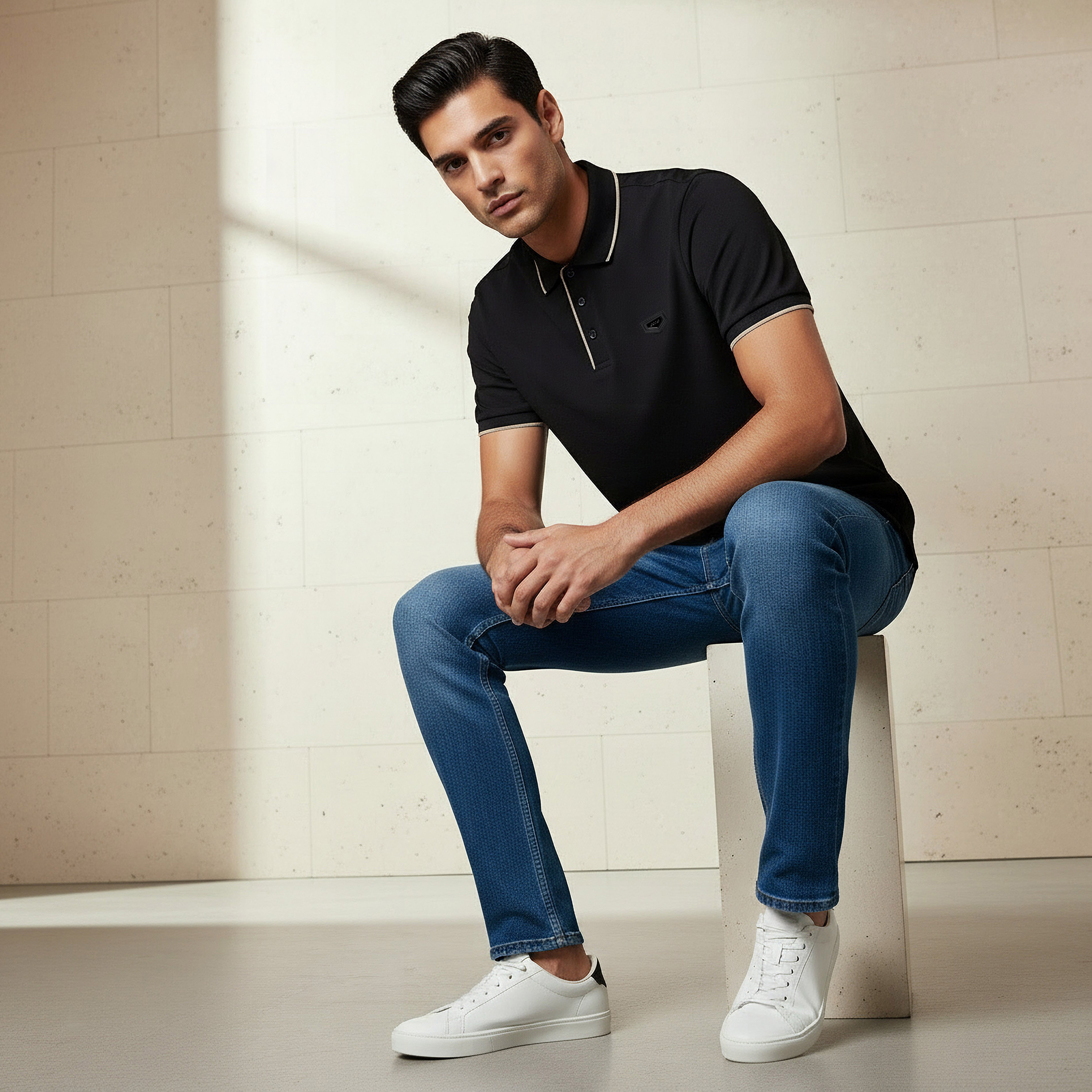Iconic Men Short Sleeve Badge Accent Polo T-shirt-men-clothing-tshirtsandpolos-polos-image-5