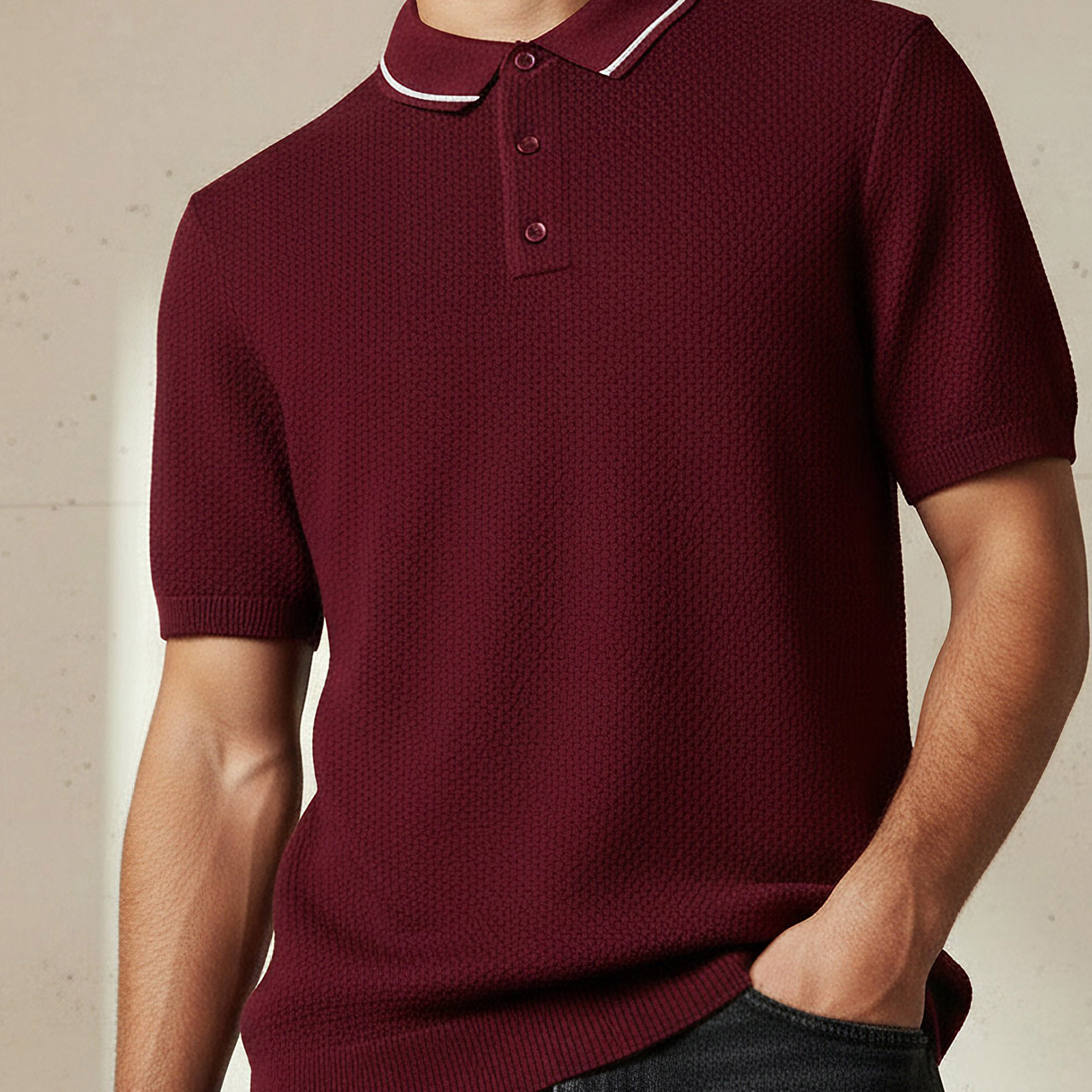 Iconic Men Short Sleeves Textured Polo T-shirt-men-clothing-tshirtsandpolos-polos-image-4