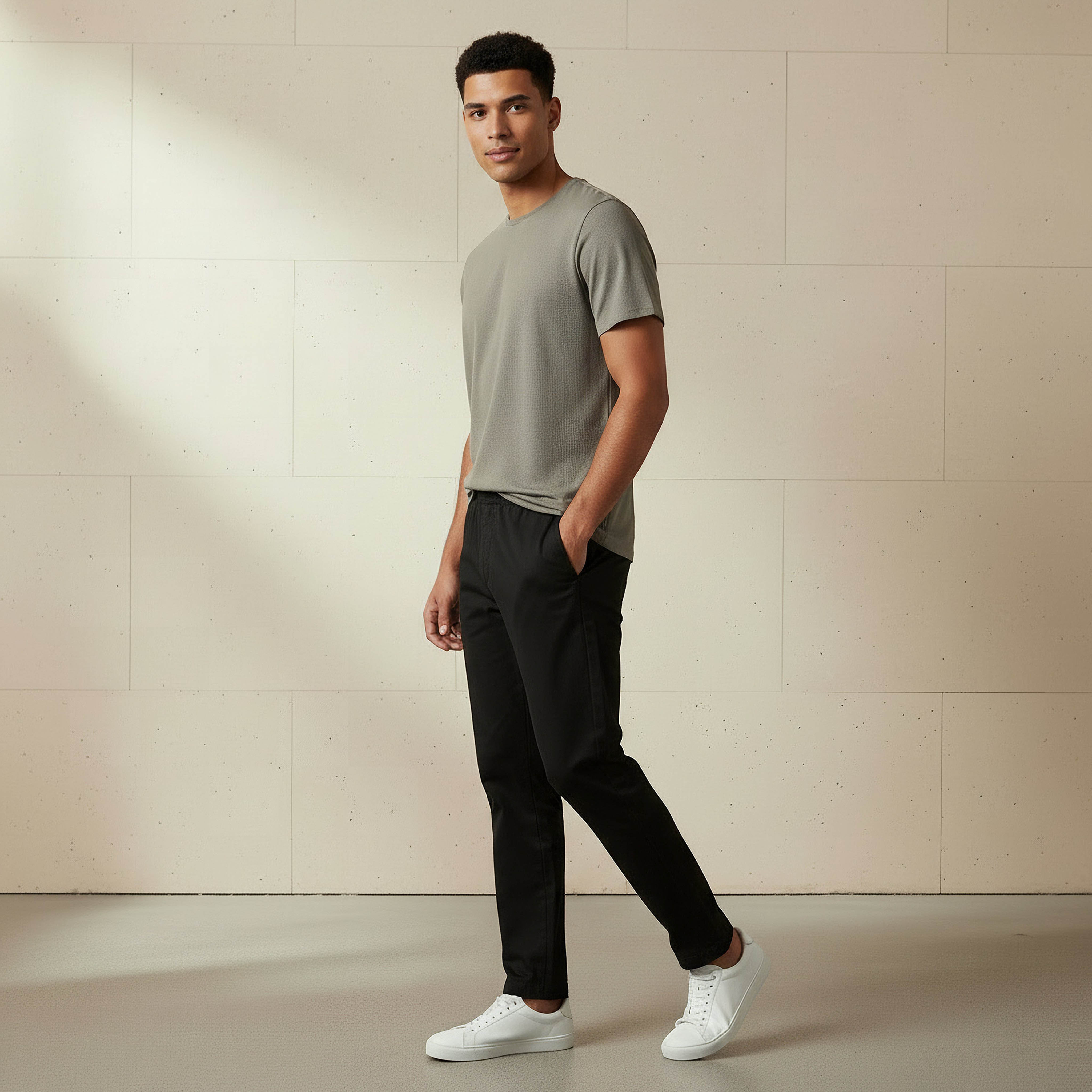 Iconic Men Slim Fit Crew Neck Short Sleeves Popcorn Textured T-shirt-men-clothing-tshirtsandpolos-tshirts-image-3