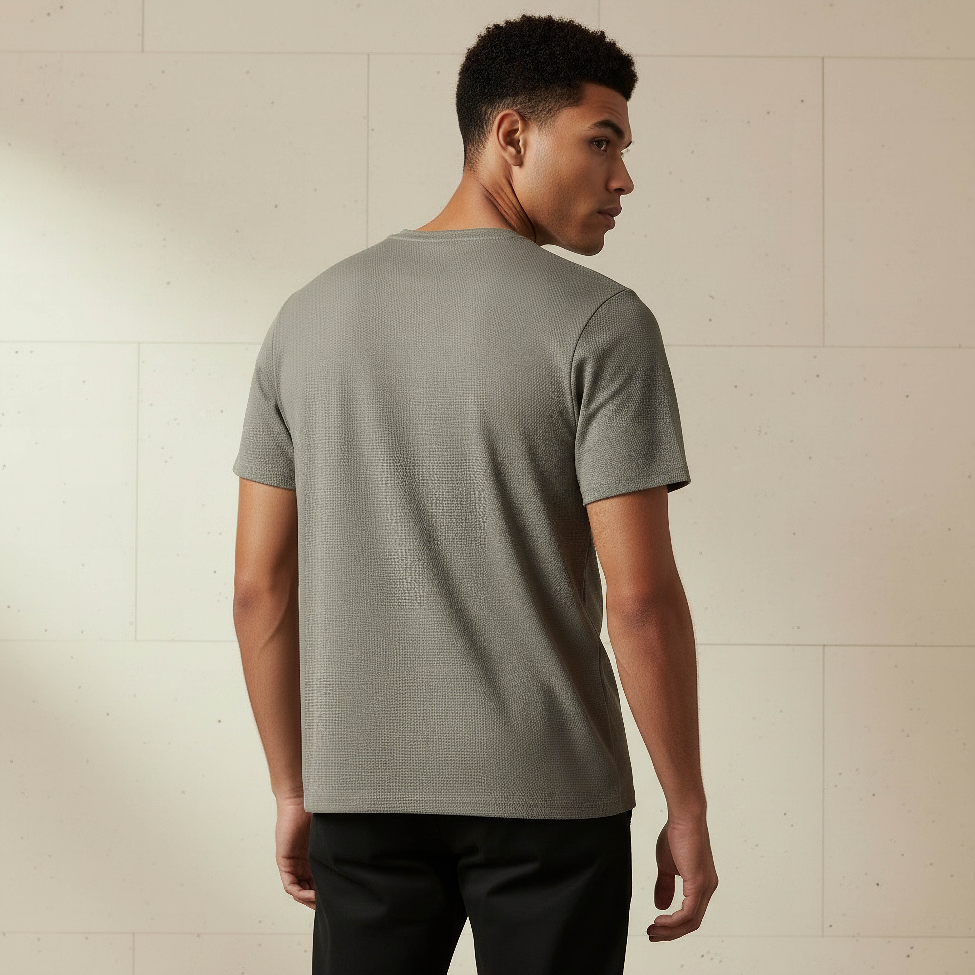 Iconic Men Slim Fit Crew Neck Short Sleeves Popcorn Textured T-shirt-men-clothing-tshirtsandpolos-tshirts-image-4