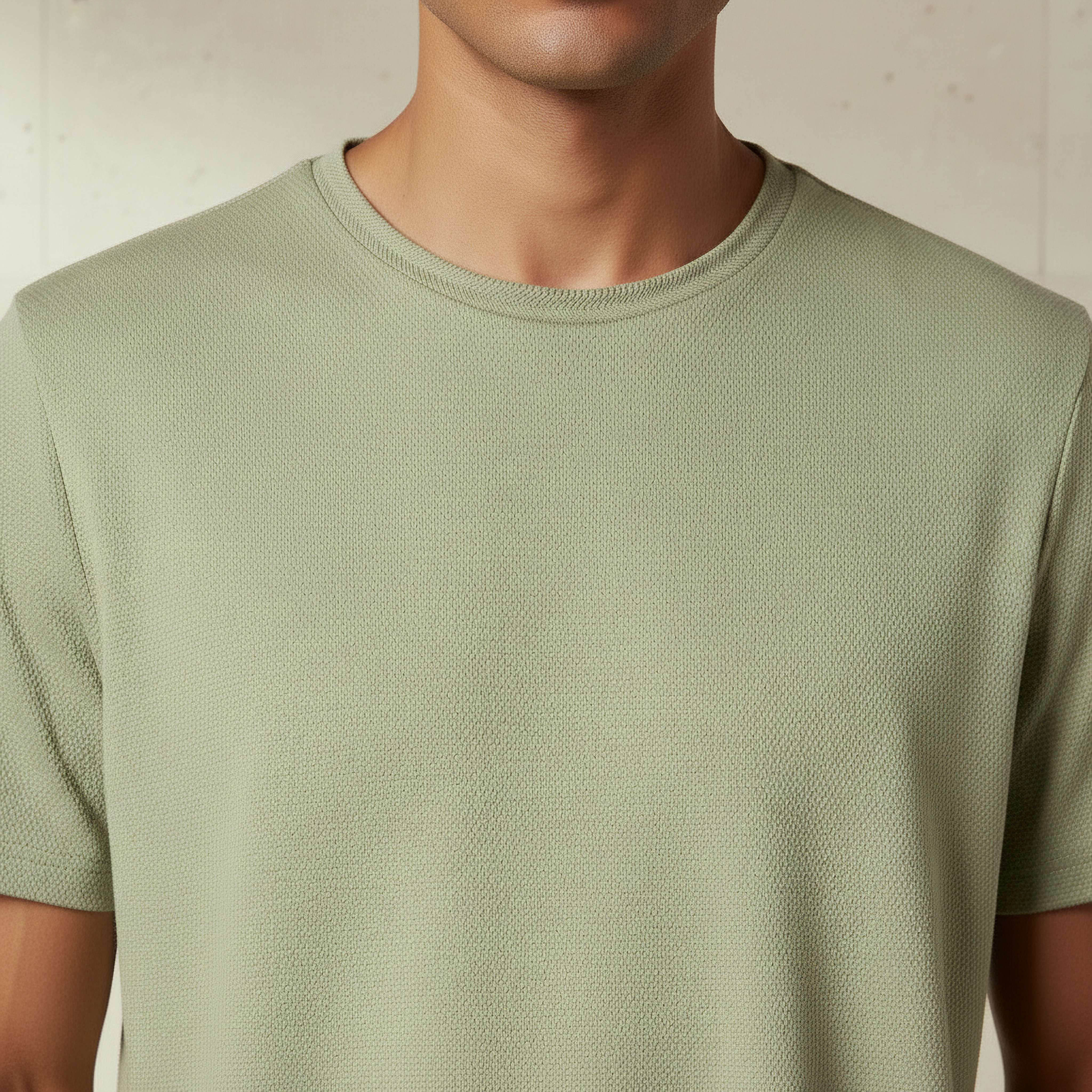 تيشيرت رجالي بقصة سليم وياقة ضيقة وملمس بارز وأكمام قصيرة من آيكونيك-men-clothing-tshirtsandpolos-tshirts-image-4