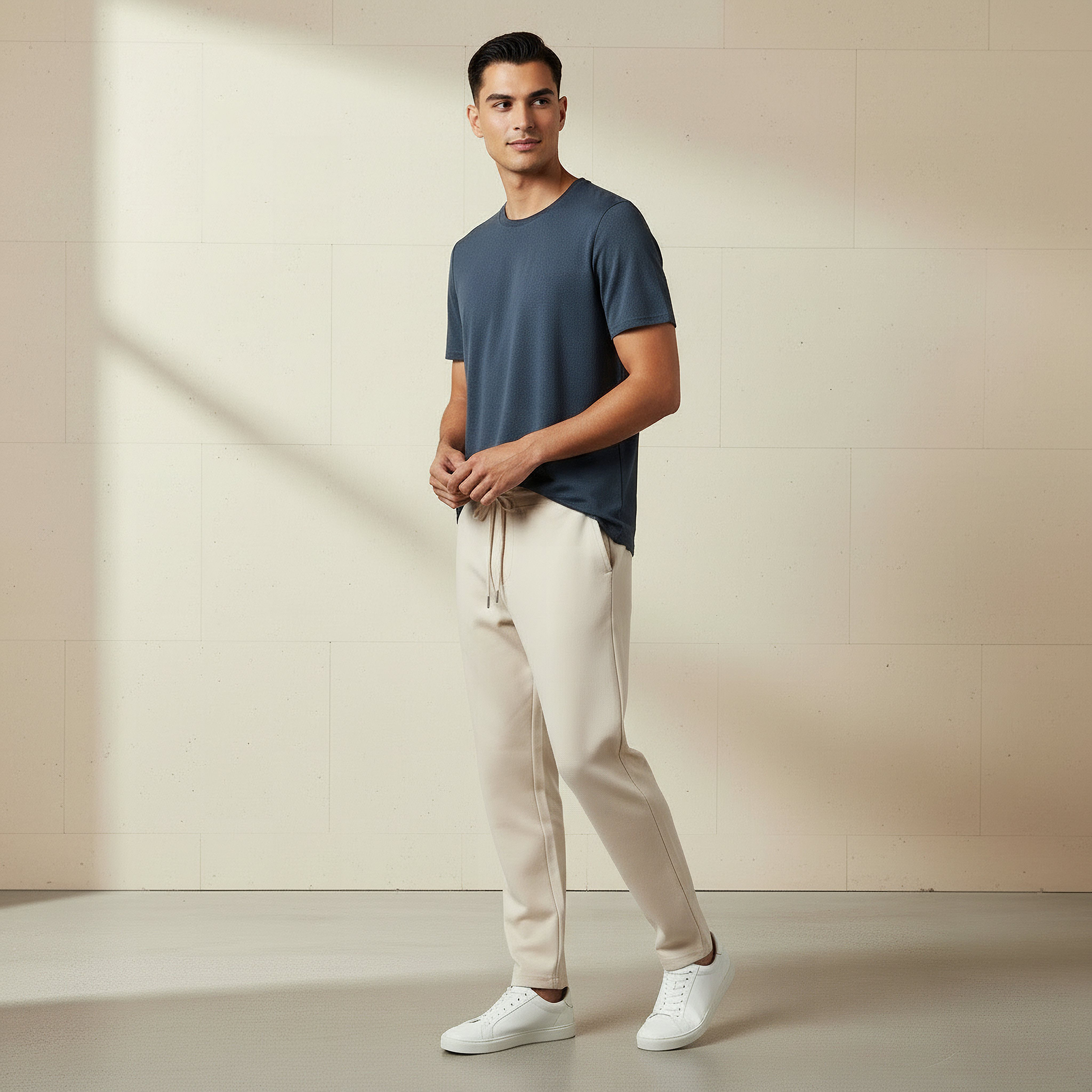 Iconic Men Slim Fit Crew Neck Short Sleeves Popcorn Textured T-shirt-men-clothing-tshirtsandpolos-tshirts-image-2