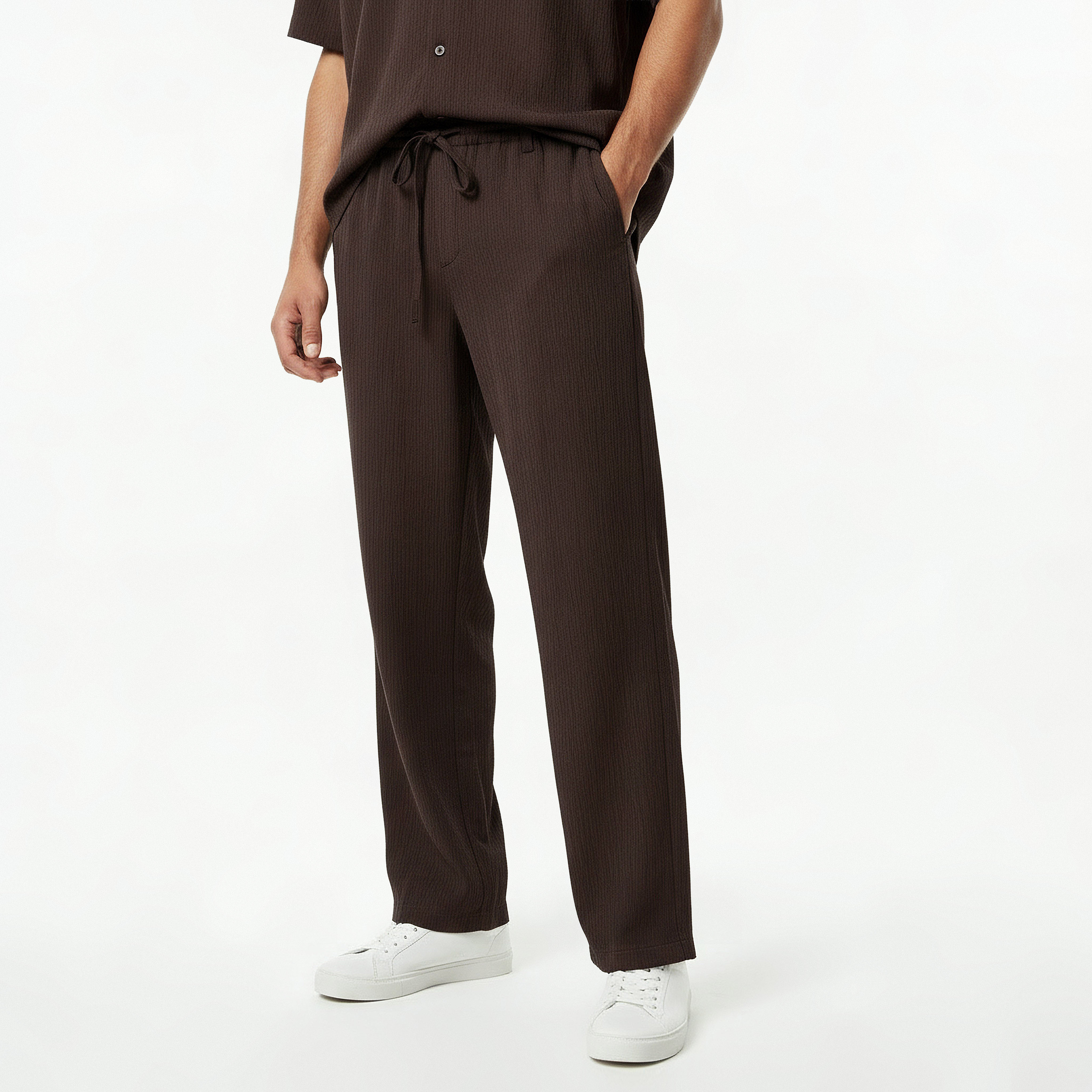 بنطلون كاجوال مجعد بقصة عادية للرجال من آيكونيك-men-clothing-bottoms-joggers-image-5