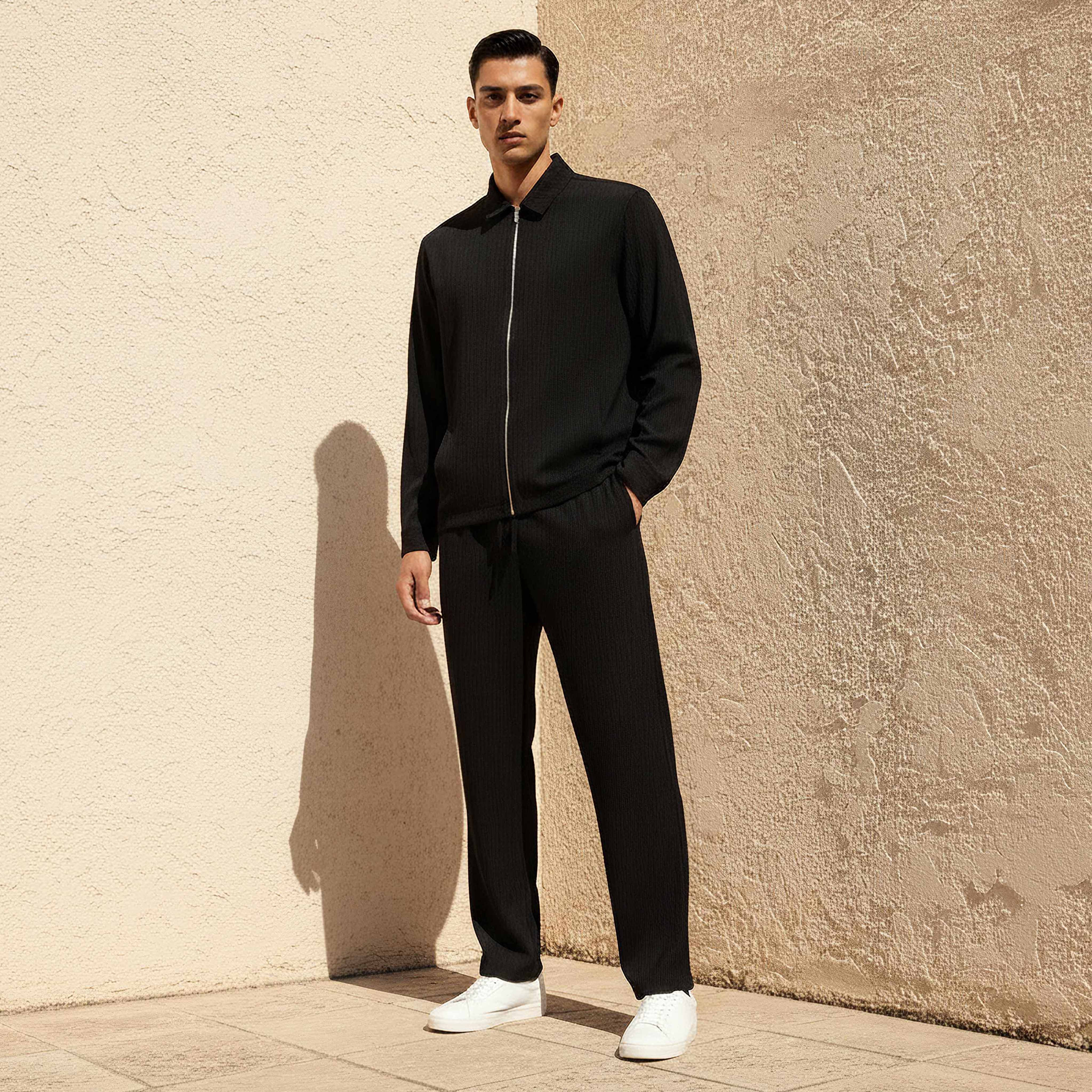 Iconic Men Regular Fit Crinkled Casual Pants-men-clothing-bottoms-joggers-image-1