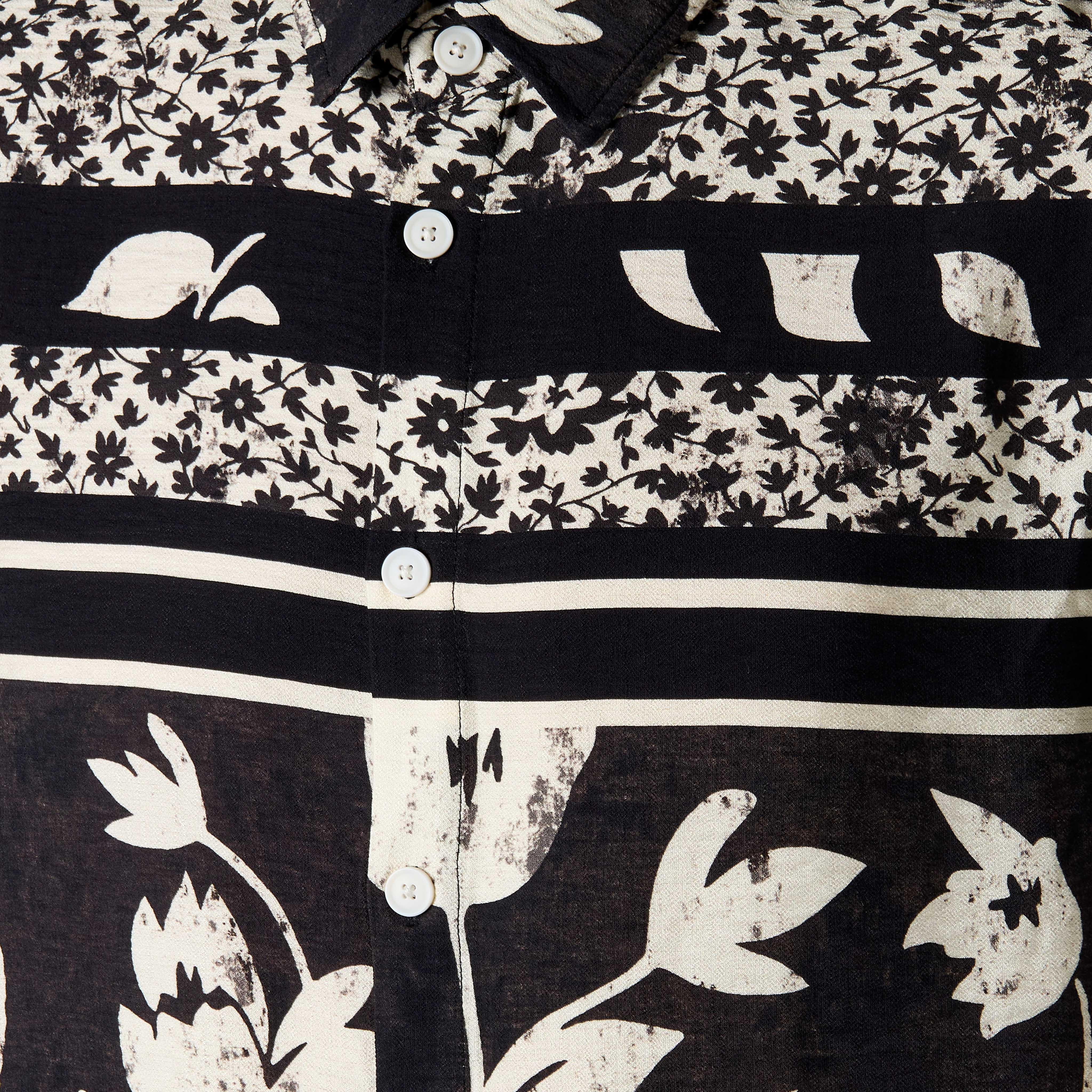 Iconic Men Regular Fit Collared Floral Print Short Sleeves Shirt-men-clothing-shirts-image-2