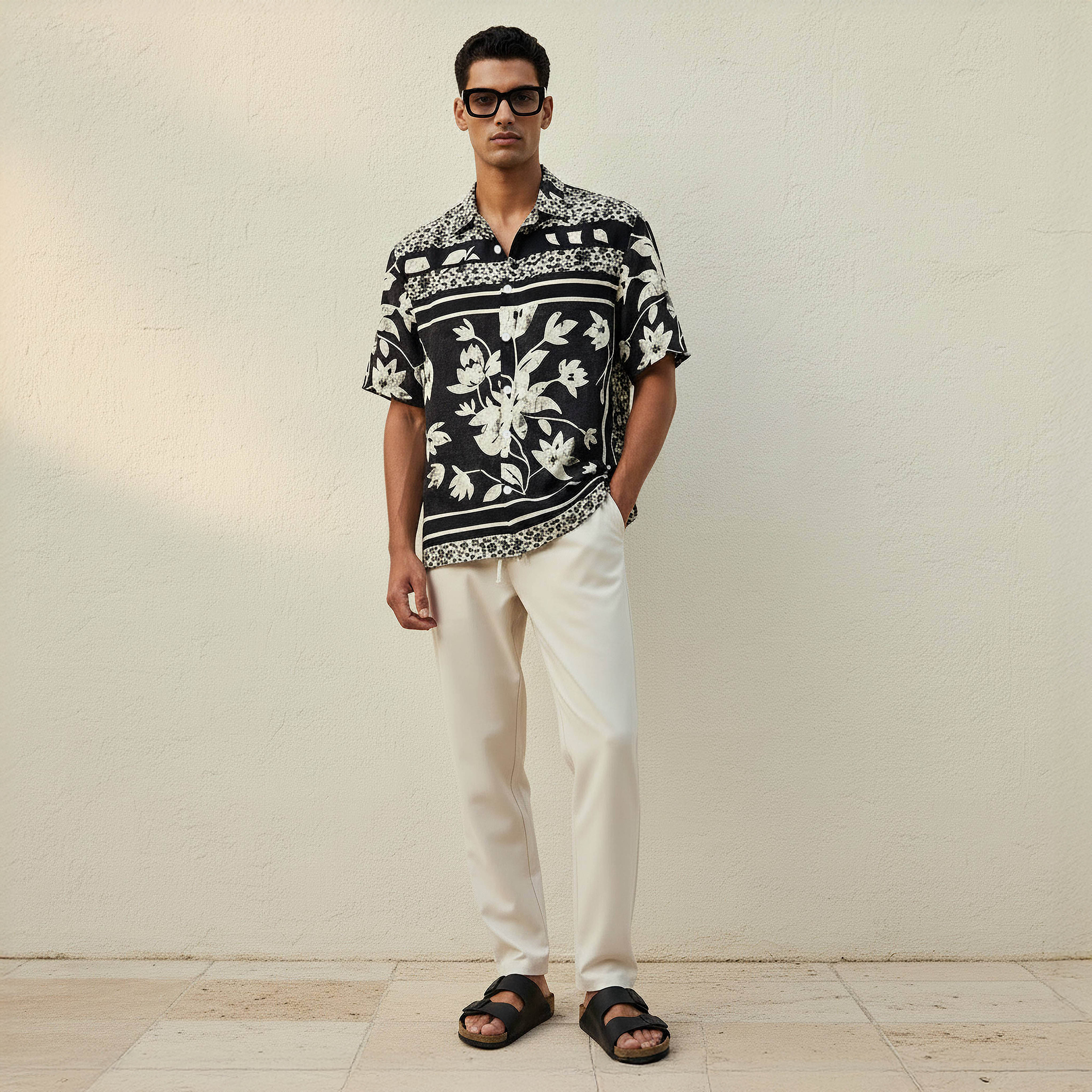 Iconic Men Regular Fit Collared Floral Print Short Sleeves Shirt-men-clothing-shirts-image-3