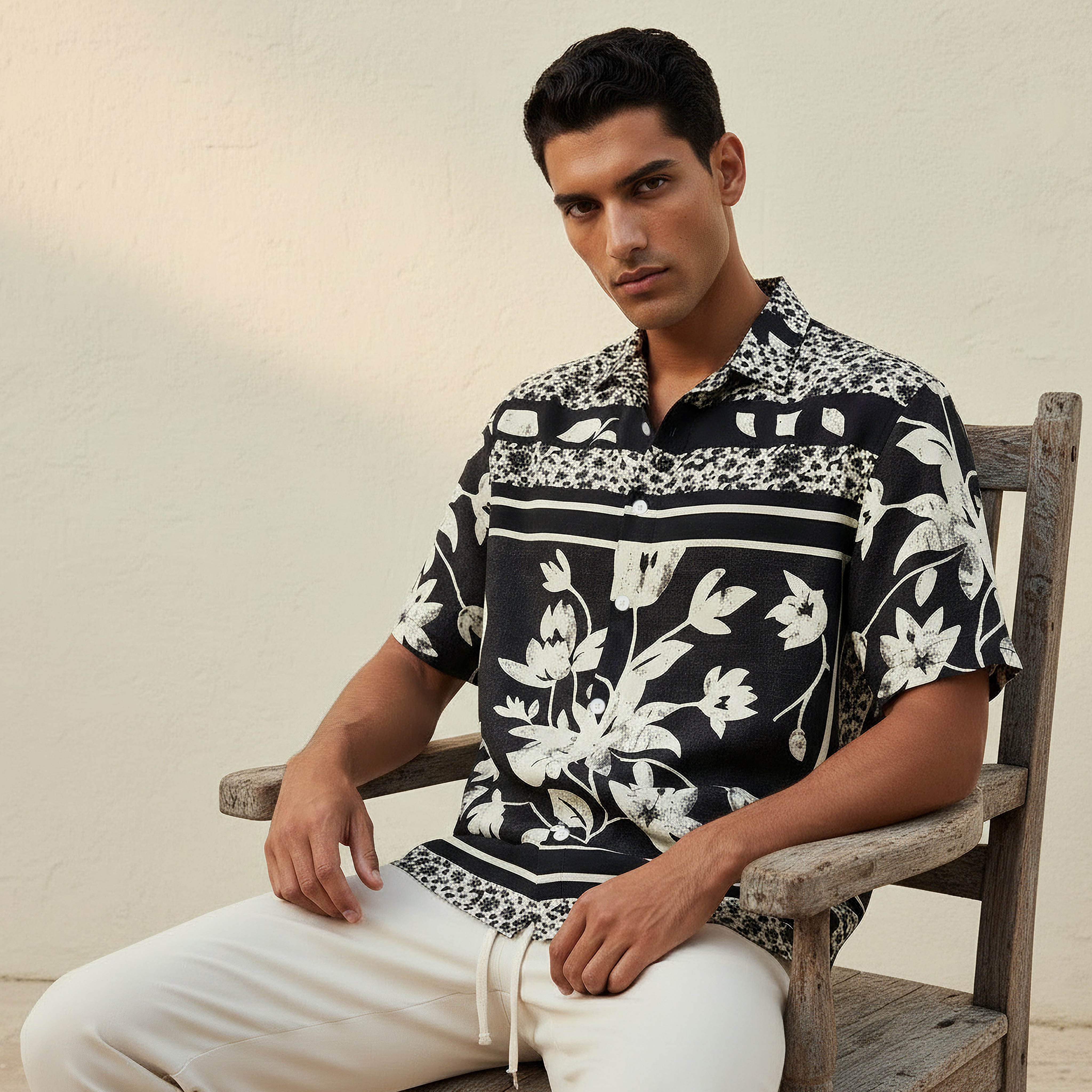 Iconic Men Regular Fit Collared Floral Print Short Sleeves Shirt-men-clothing-shirts-image-5