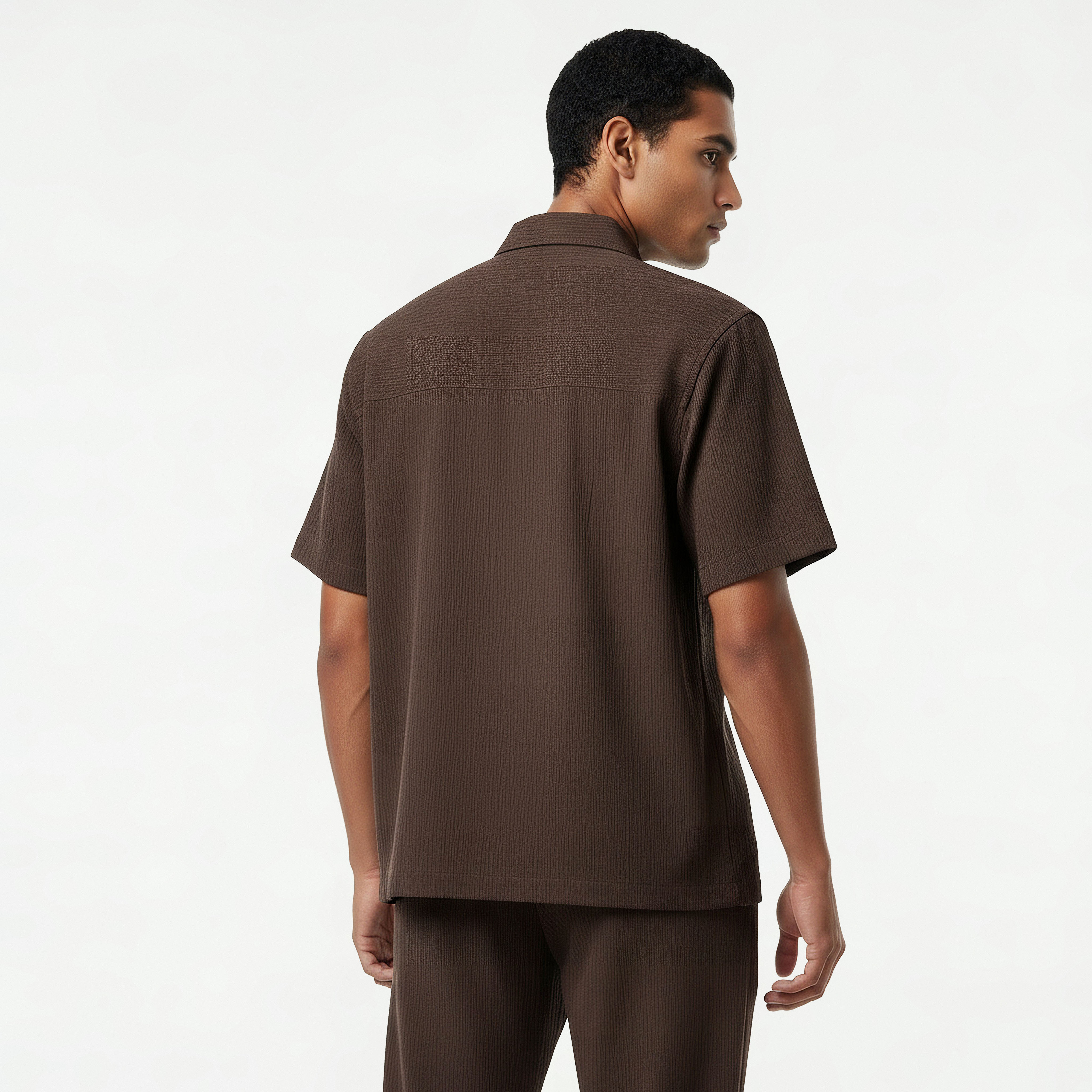 Iconic Men Regular Fit Collared Crinkled Short Sleeve Shirt-men-clothing-shirts-image-4