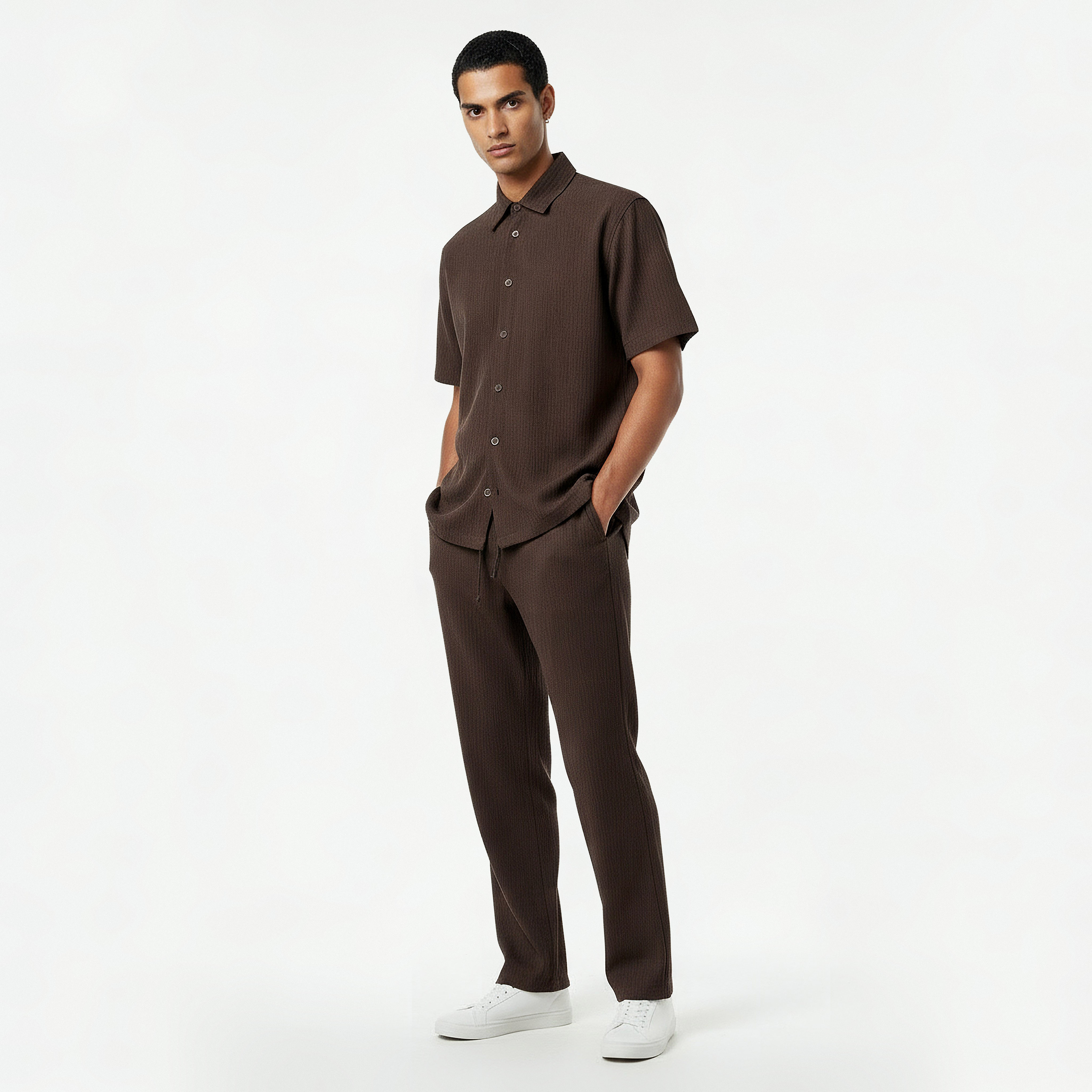Iconic Men Regular Fit Collared Crinkled Short Sleeve Shirt-men-clothing-shirts-image-5