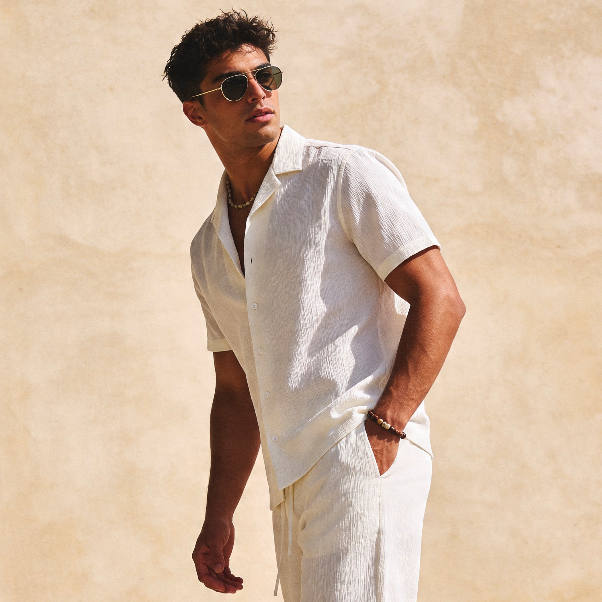Iconic Men Regular Fit Collared Crinkled Short Sleeve Shirt-men-clothing-shirts-image-1