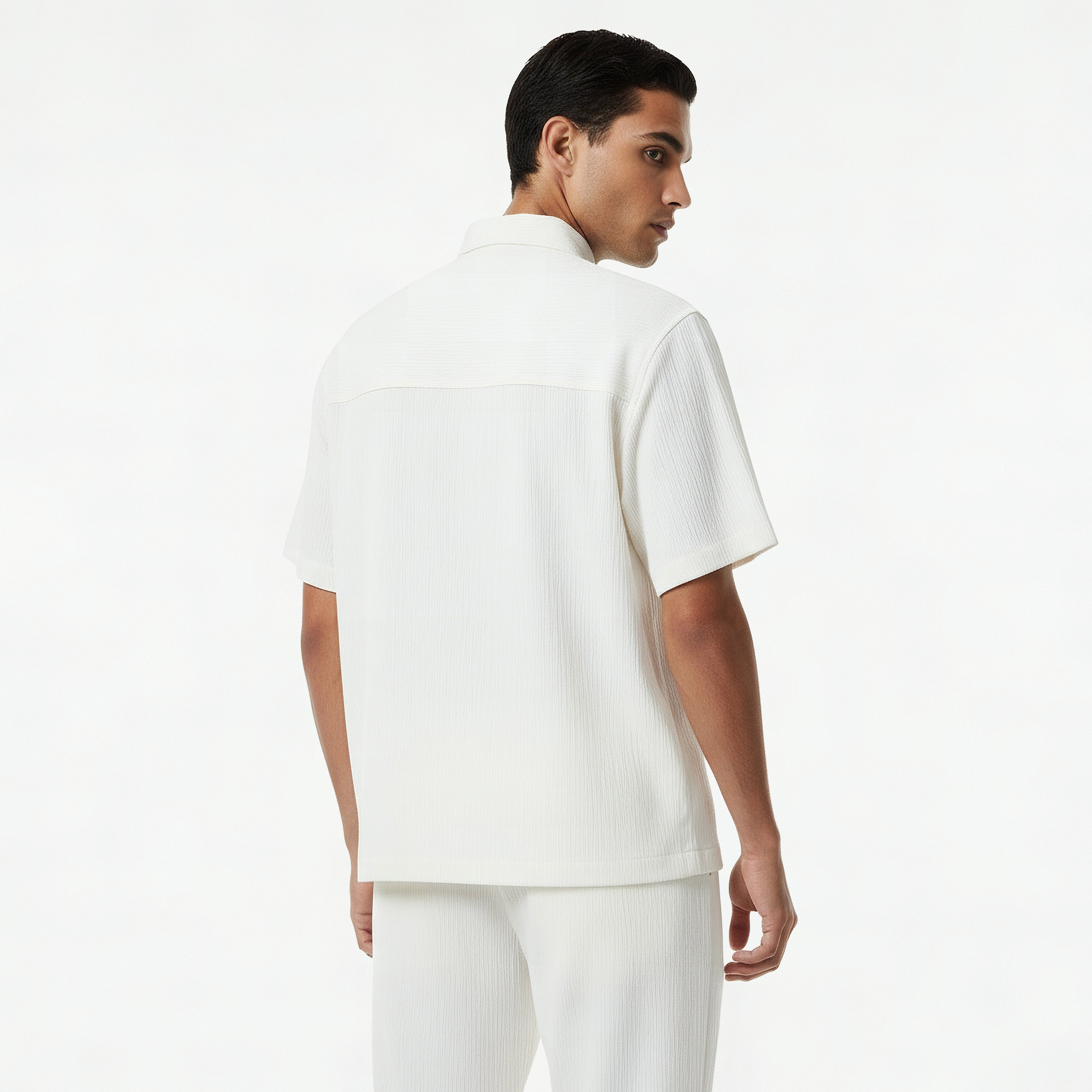 Iconic Men Regular Fit Collared Crinkled Short Sleeve Shirt-men-clothing-shirts-image-4