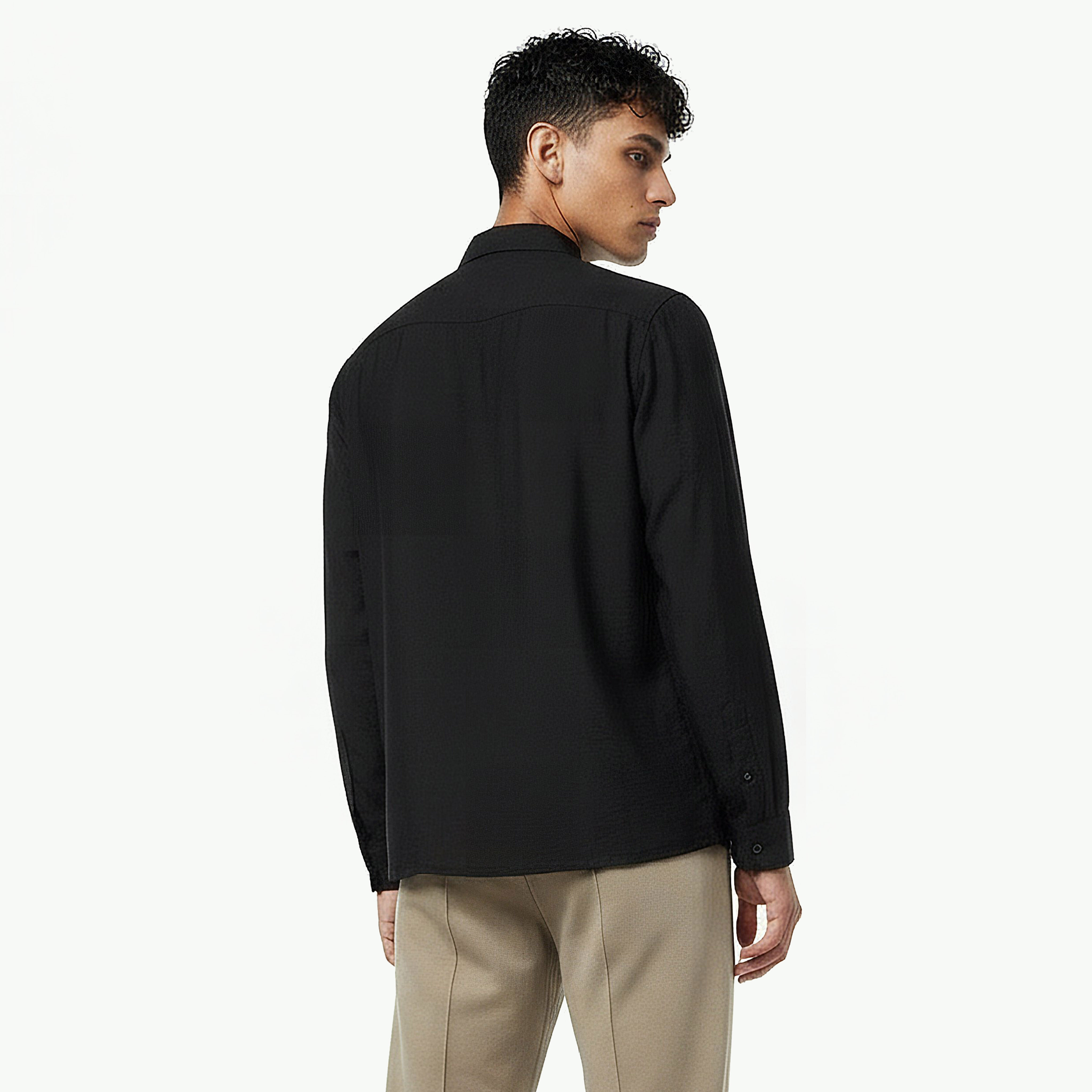 قميص مطرز بأكمام طويلة وياقة عادية وقصة سليم للرجال من آيكونيك-men-clothing-shirts-image-4