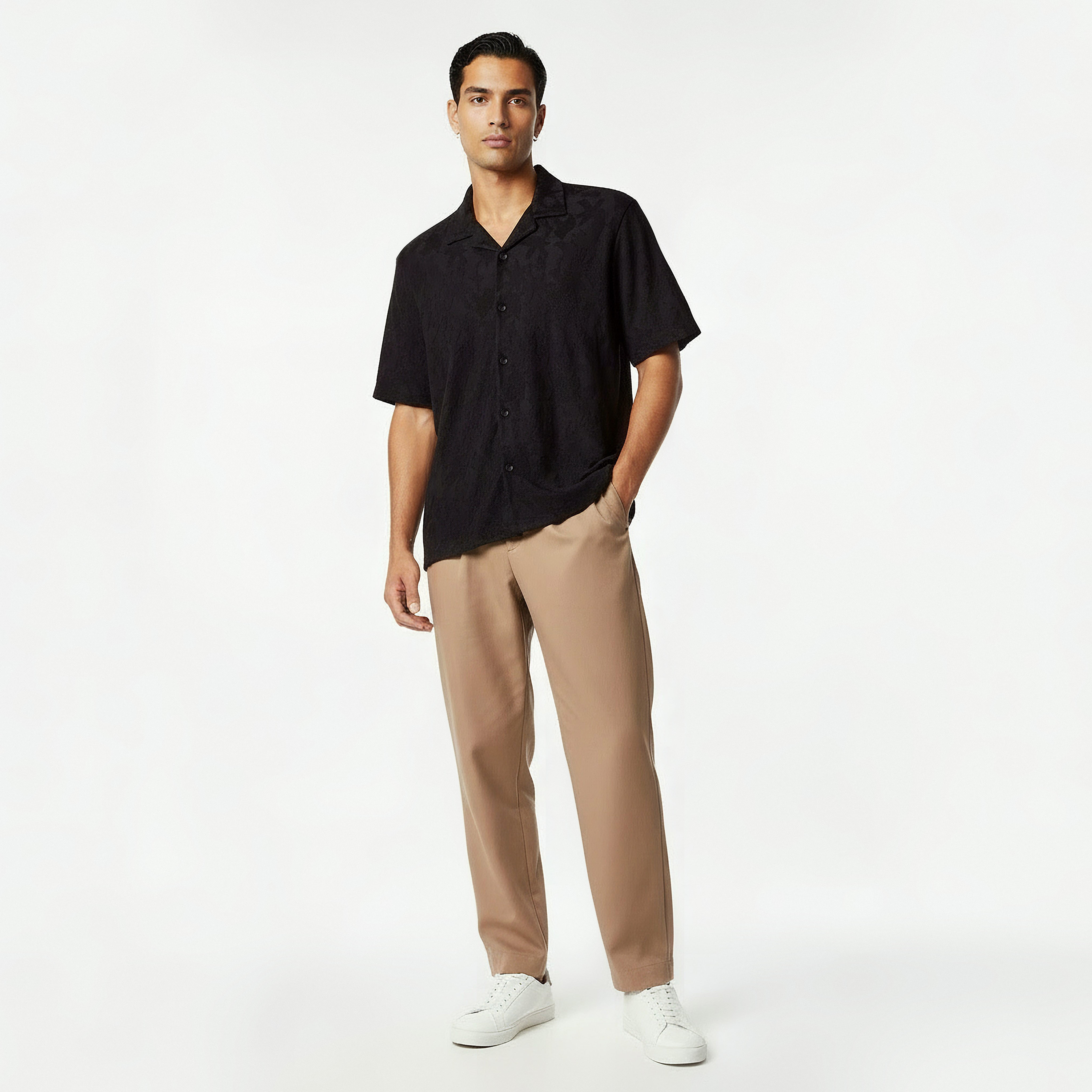 Iconic Men Regular Fit Camp Collar Textured Shirt-men-clothing-shirts-image-3