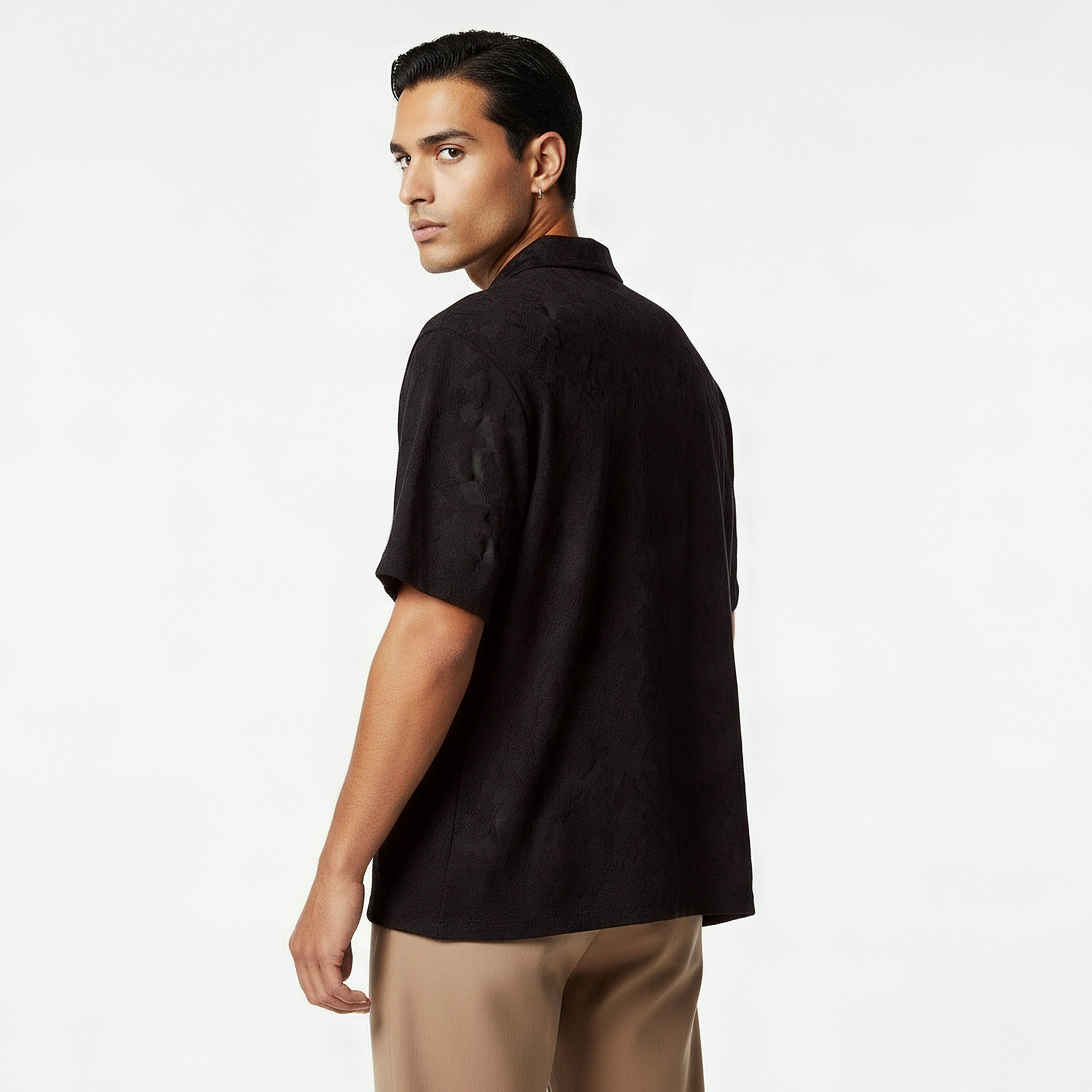 Iconic Men Regular Fit Camp Collar Textured Shirt-men-clothing-shirts-image-4