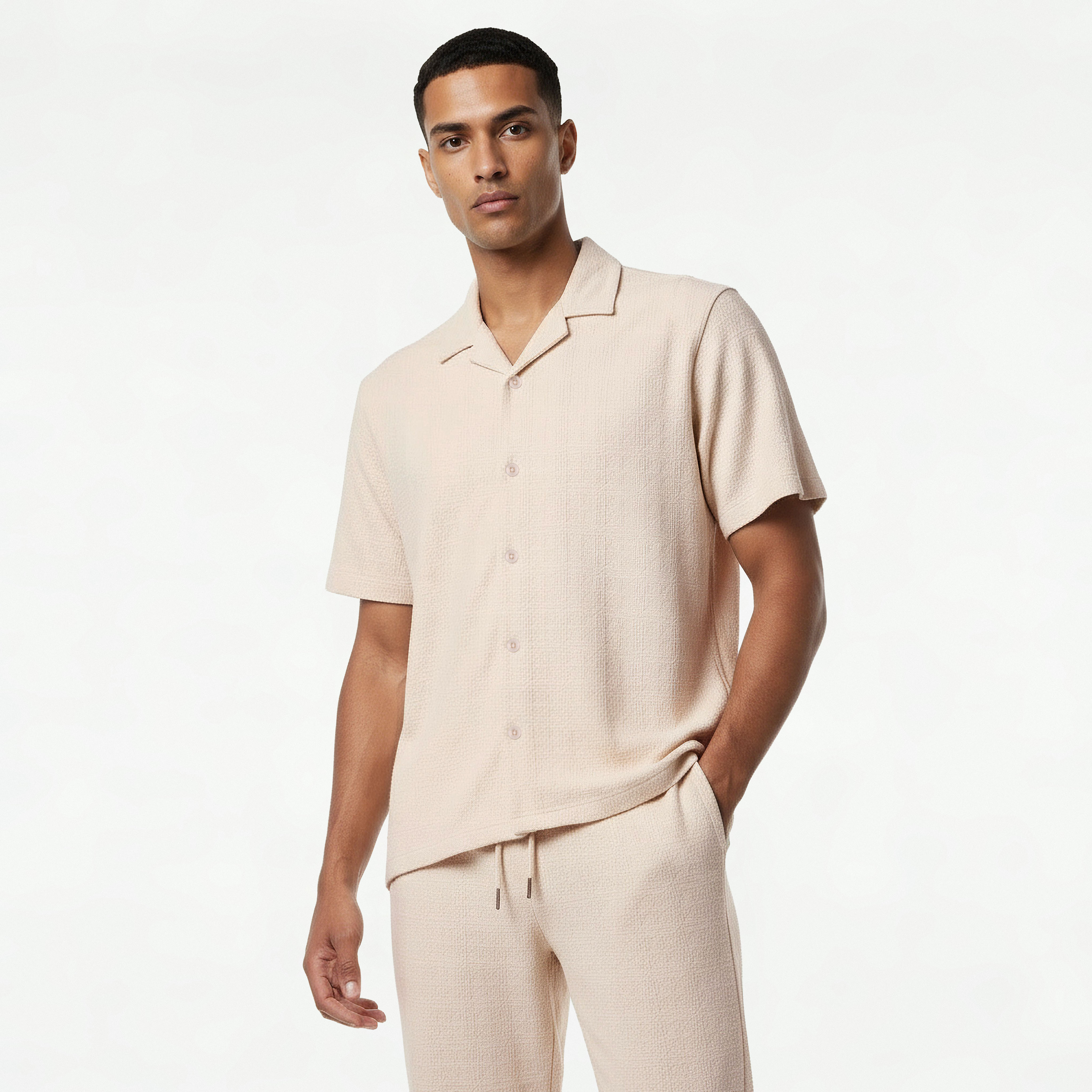 Iconic Men Regular Fit Camp Collar Textured Shirt-men-clothing-shirts-image-4