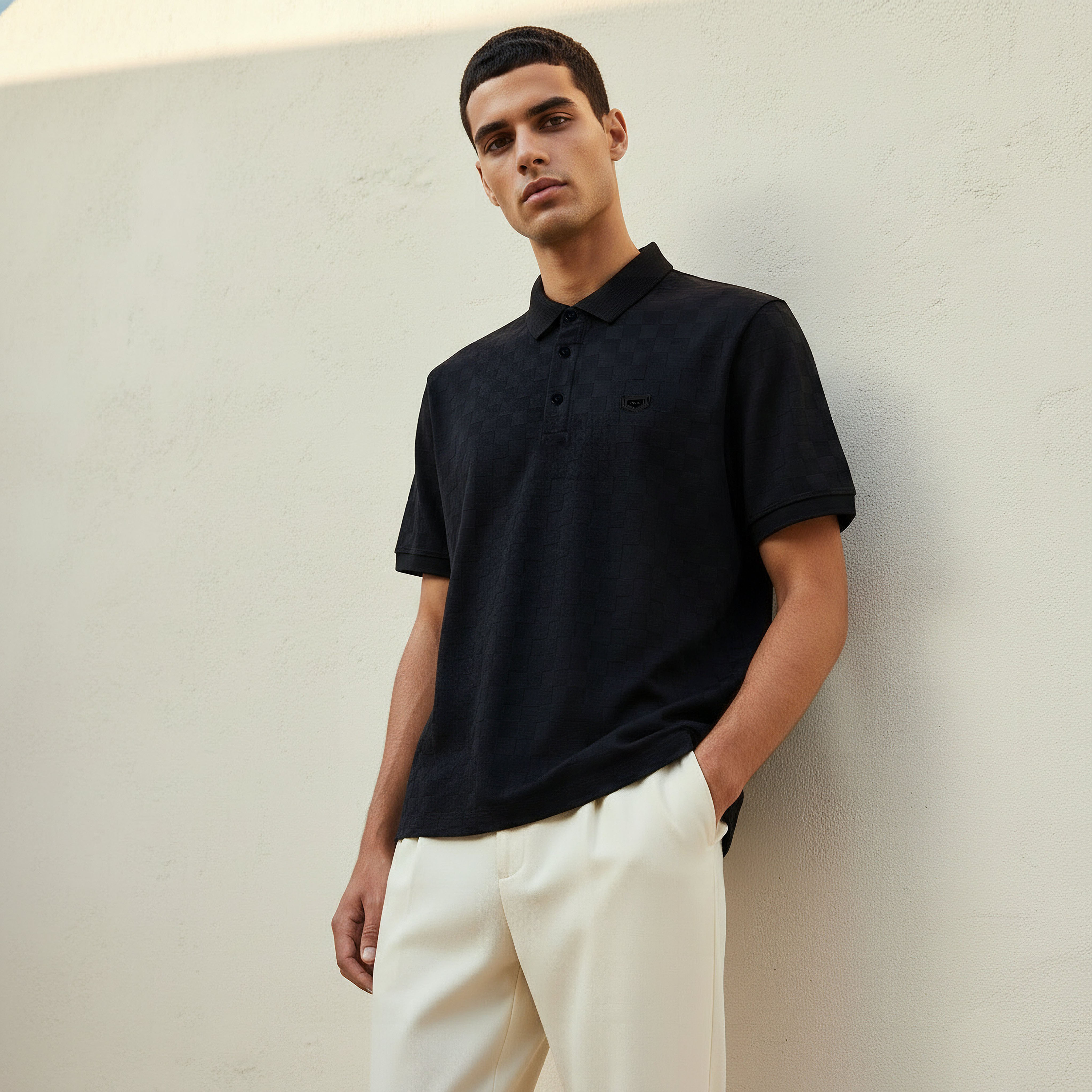 Iconic Men Short Sleeves Checked Polo T-shirt-men-clothing-tshirtsandpolos-polos-image-3