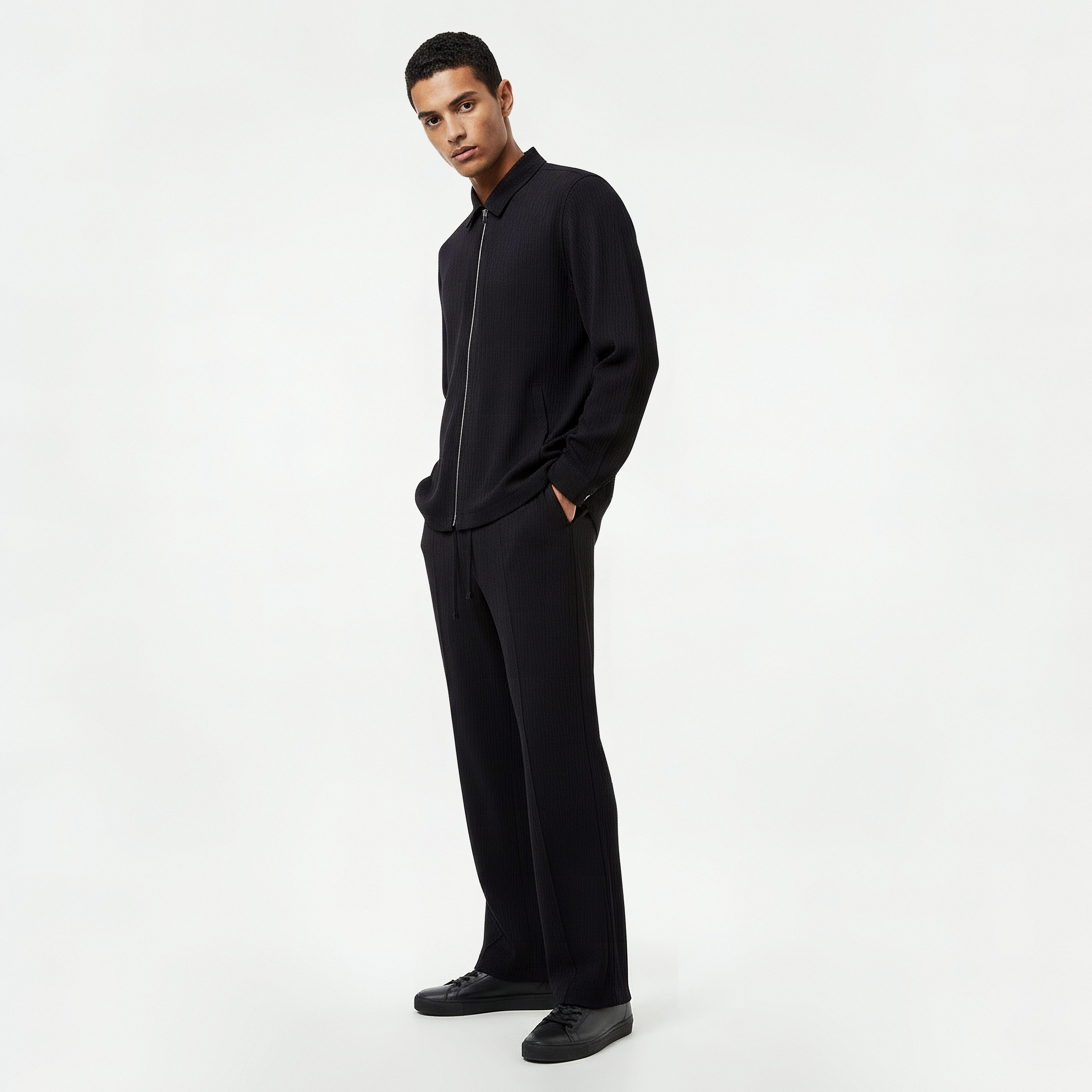 Iconic Men Regular Fit Collared Long Sleeves Crinkle Textured Shirt-men-clothing-shirts-image-3