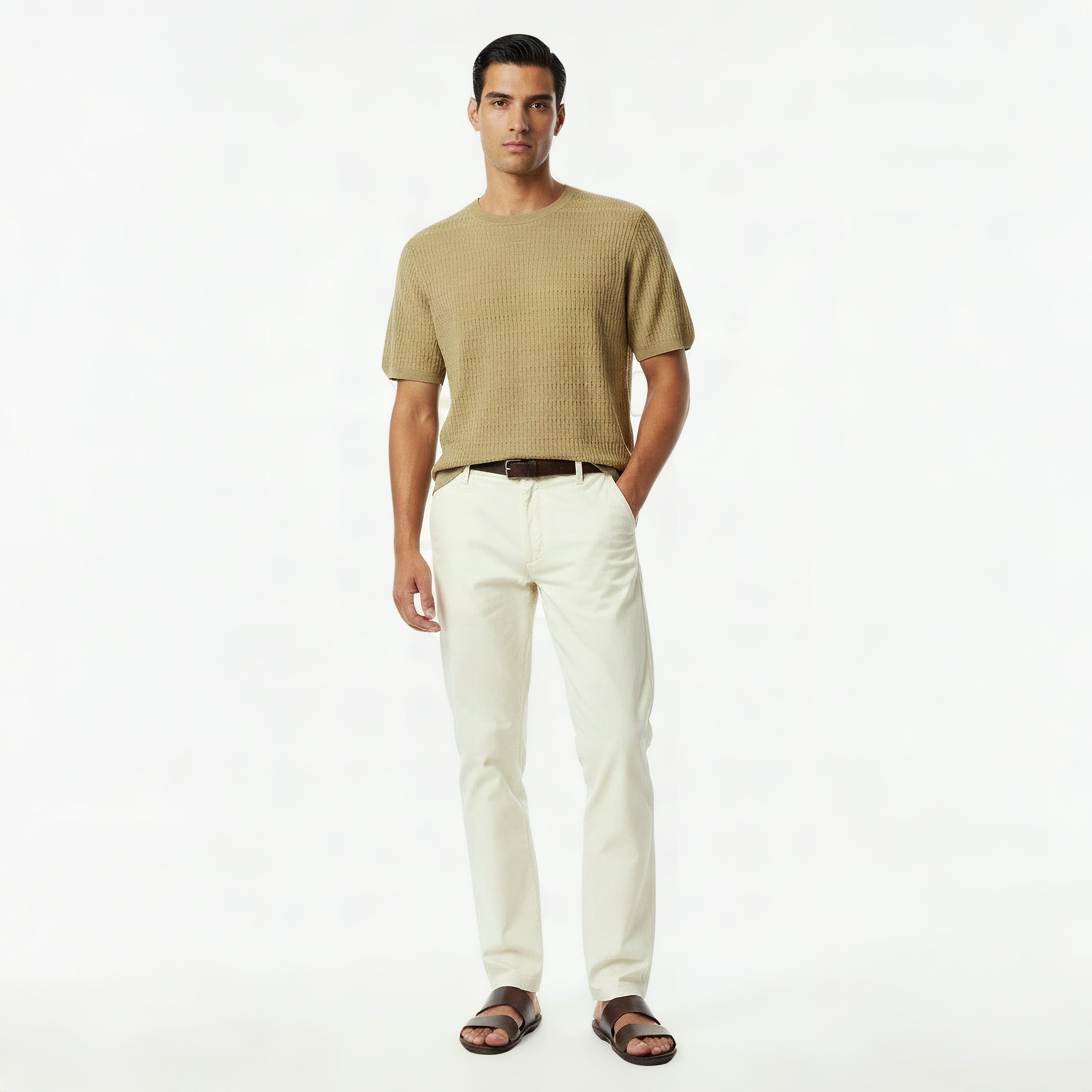 Iconic Men Regular Fit Crew Neck Short Sleeves Textured T-shirt-men-clothing-tshirtsandpolos-tshirts-image-3