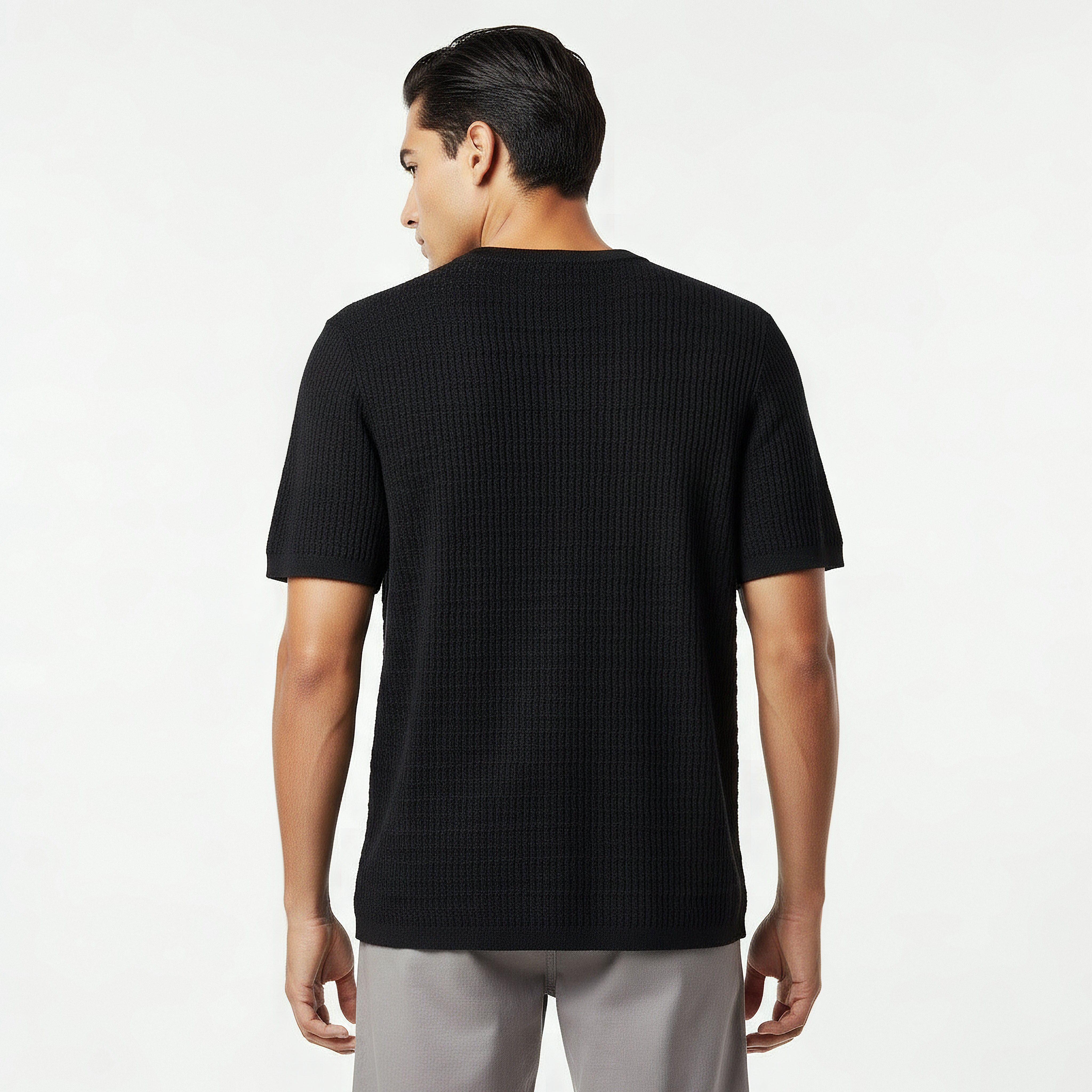 Iconic Men Regular Fit Crew Neck Short Sleeves Textured T-shirt-men-clothing-tshirtsandpolos-tshirts-image-4